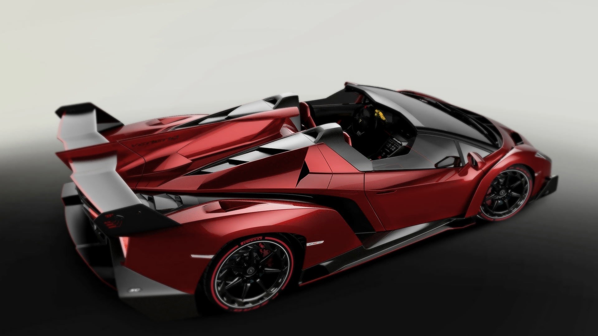 Red Lamborghini Veneno Roadster HD Wallpaper