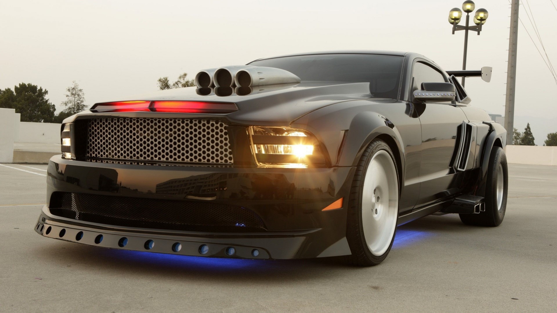 Black Ford Mustang with custom modifications HD Wallpaper
