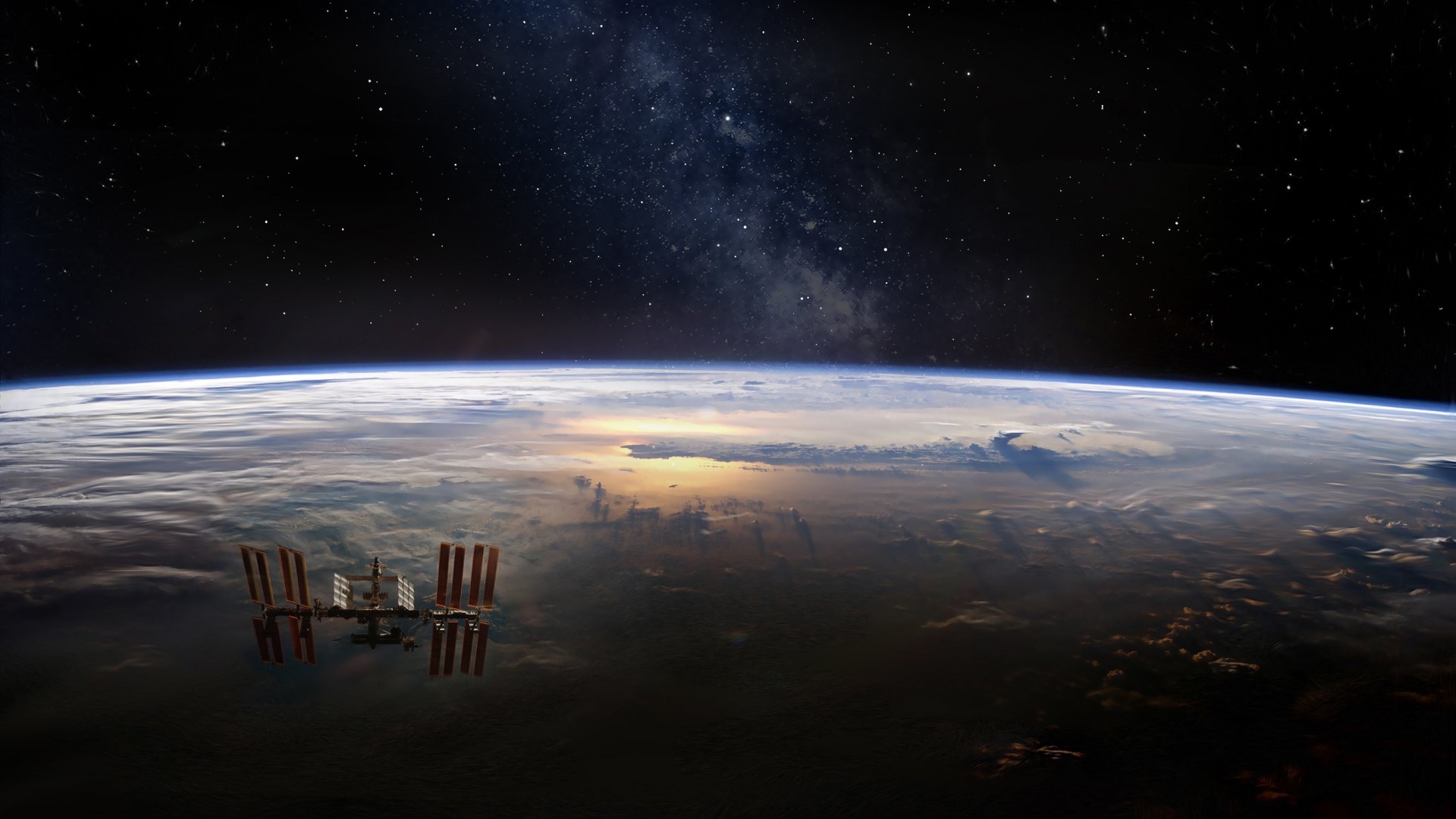 International Space Station orbiting Earth HD Wallpaper