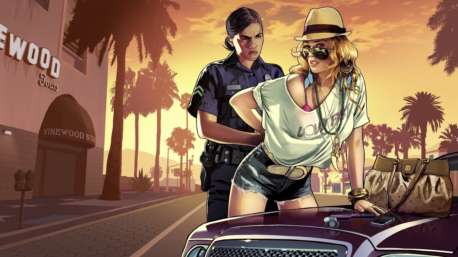 Grant Theft Auto V: Police Arresting Woman HD Wallpaper