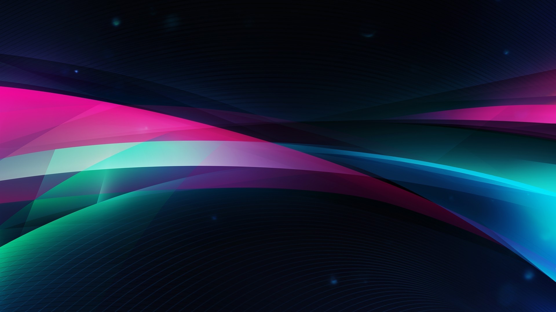 Abstract Arc with Pink, Teal, and Blue Waves HD Wallpaper