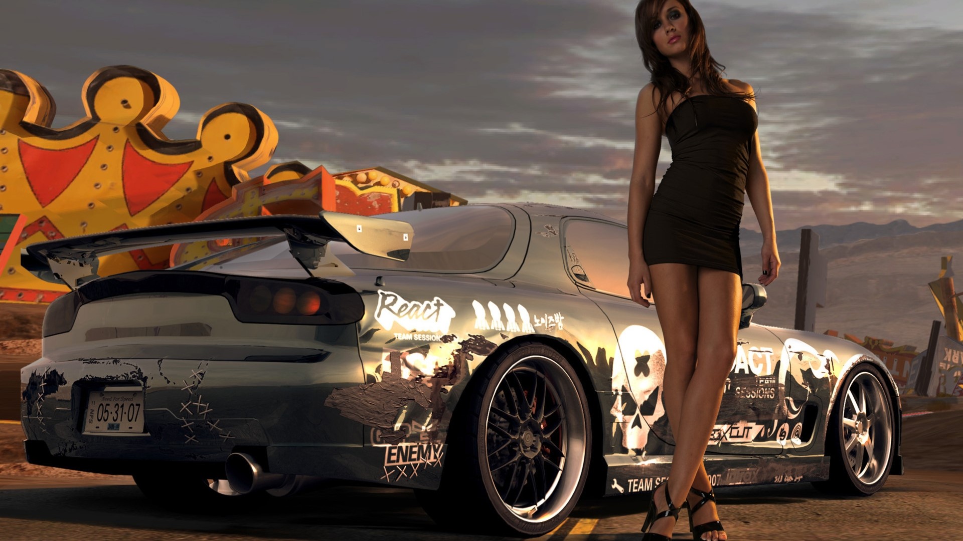 Girl with modified car in Need for Speed ProStreet HD Wallpaper