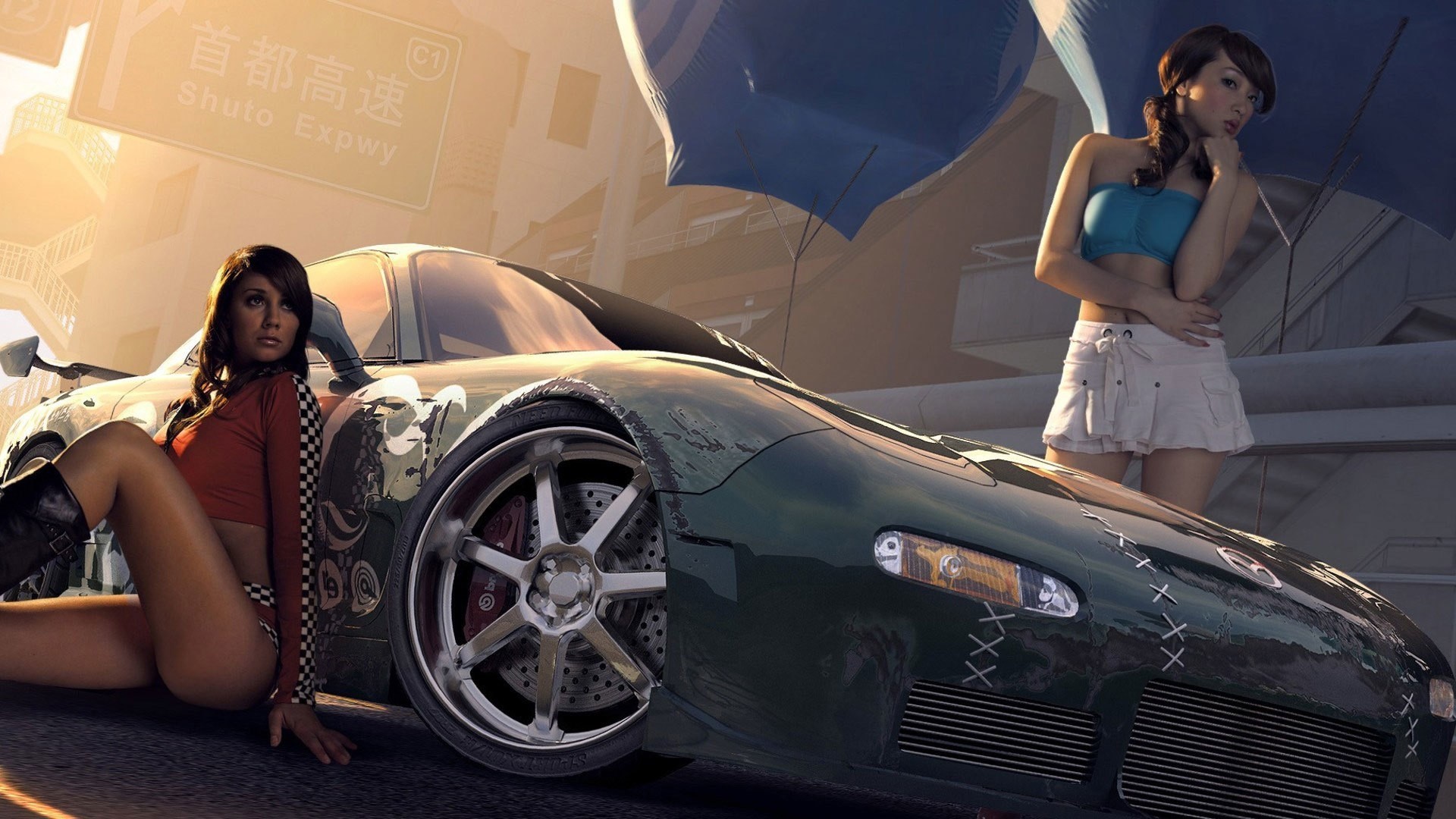 Two women and a sports car from Need For Speed ProStreet HD Wallpaper