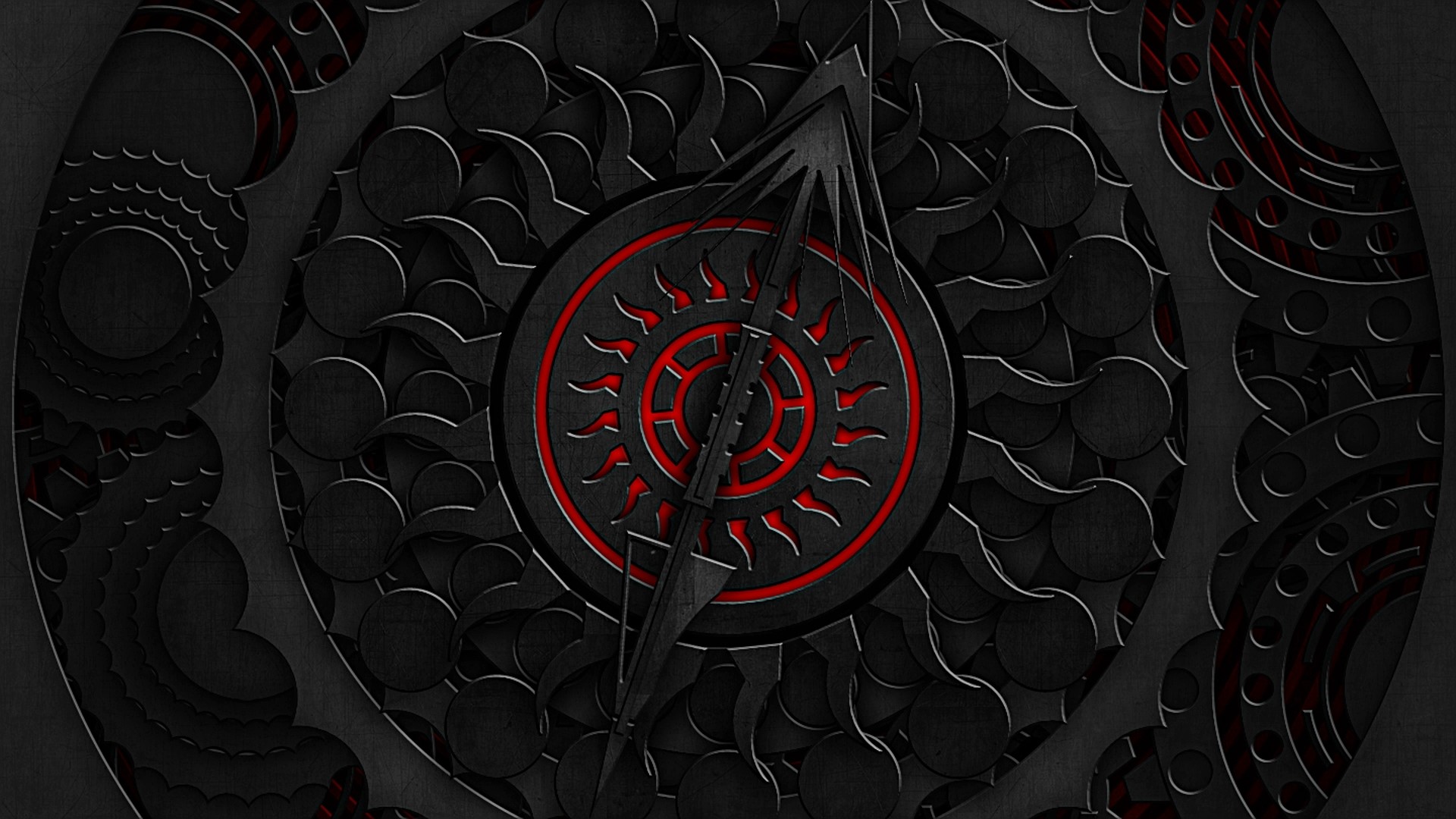 Dark Rower Disc with Red Sun Symbol HD Wallpaper