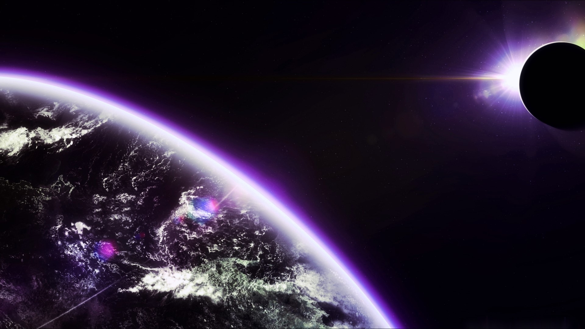 Planet and eclipse in space HD Wallpaper