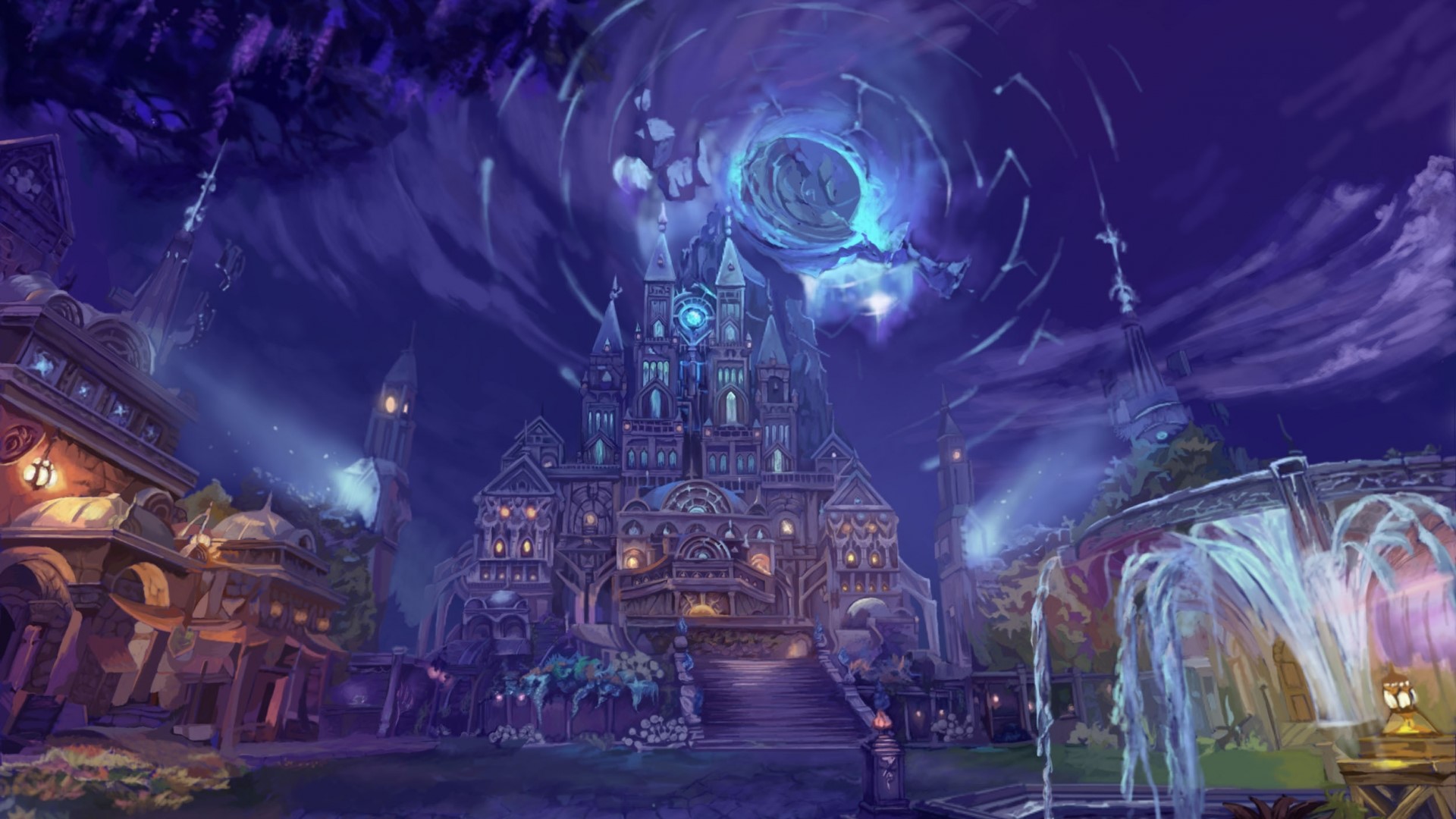 Fantasy Castle with Vortex in the Sky HD Wallpaper