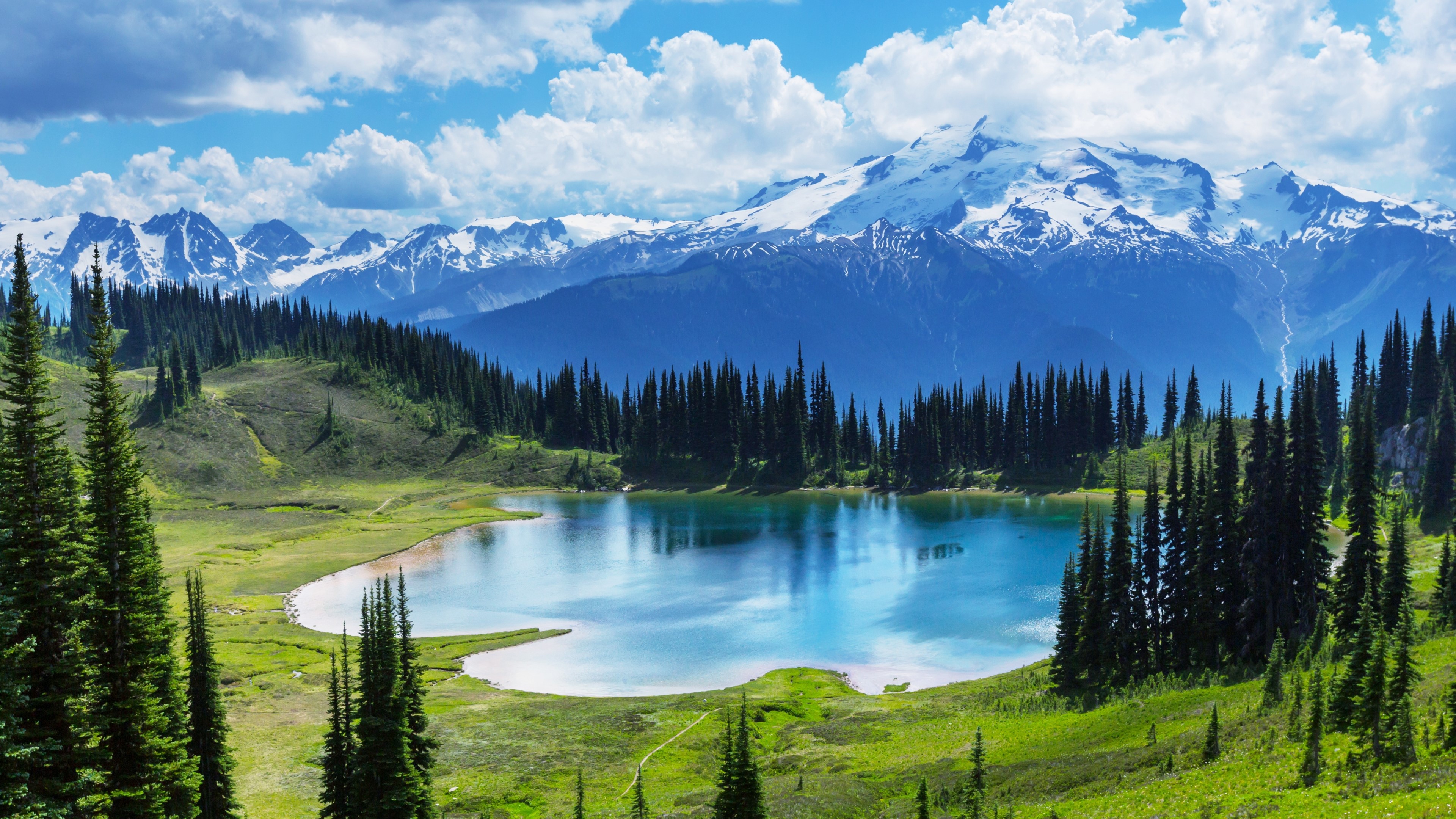 4K Nature Landscape with Mountains and Lake HD Wallpaper
