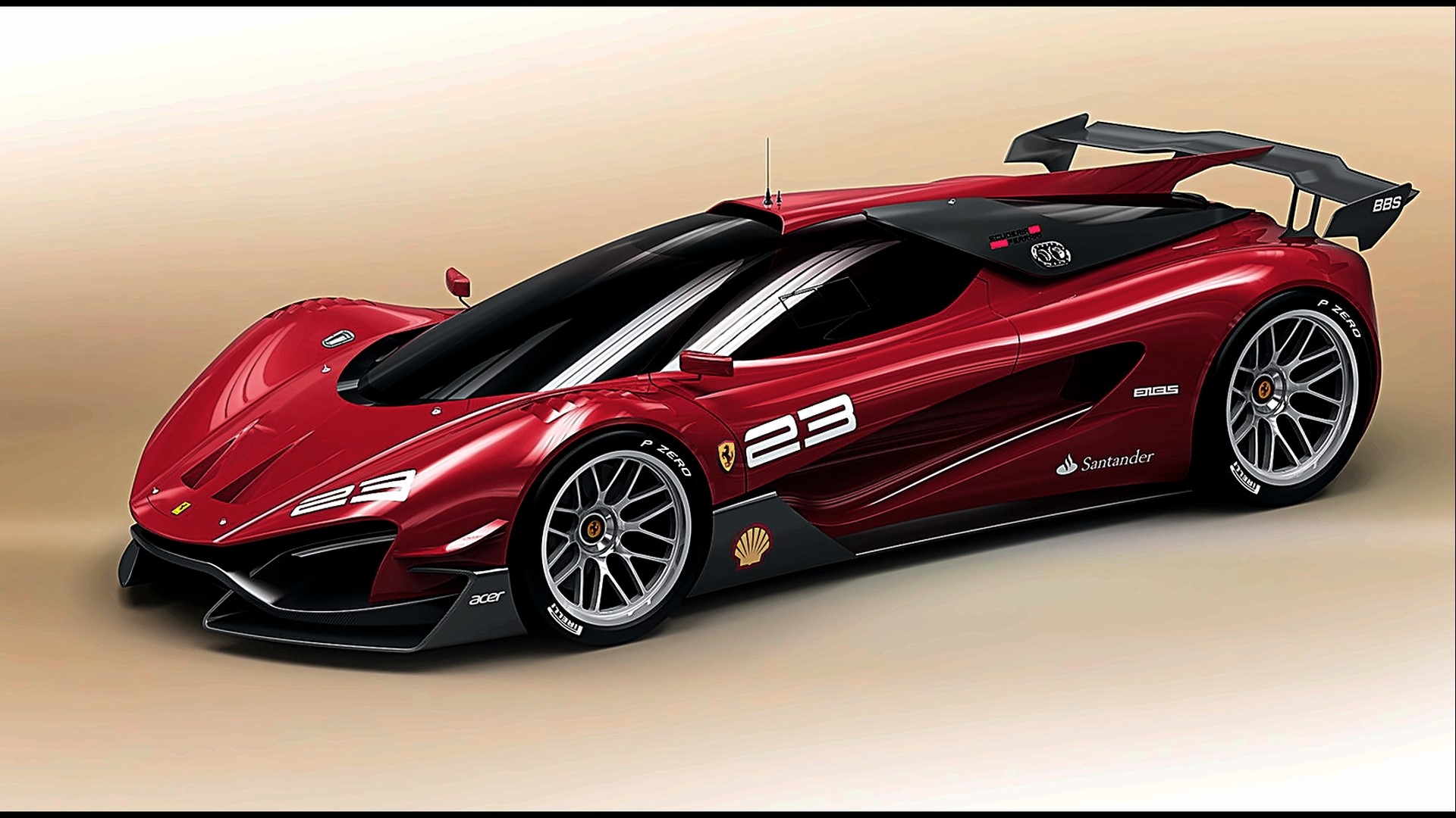 Red Ferrari race car with number 23 HD Wallpaper