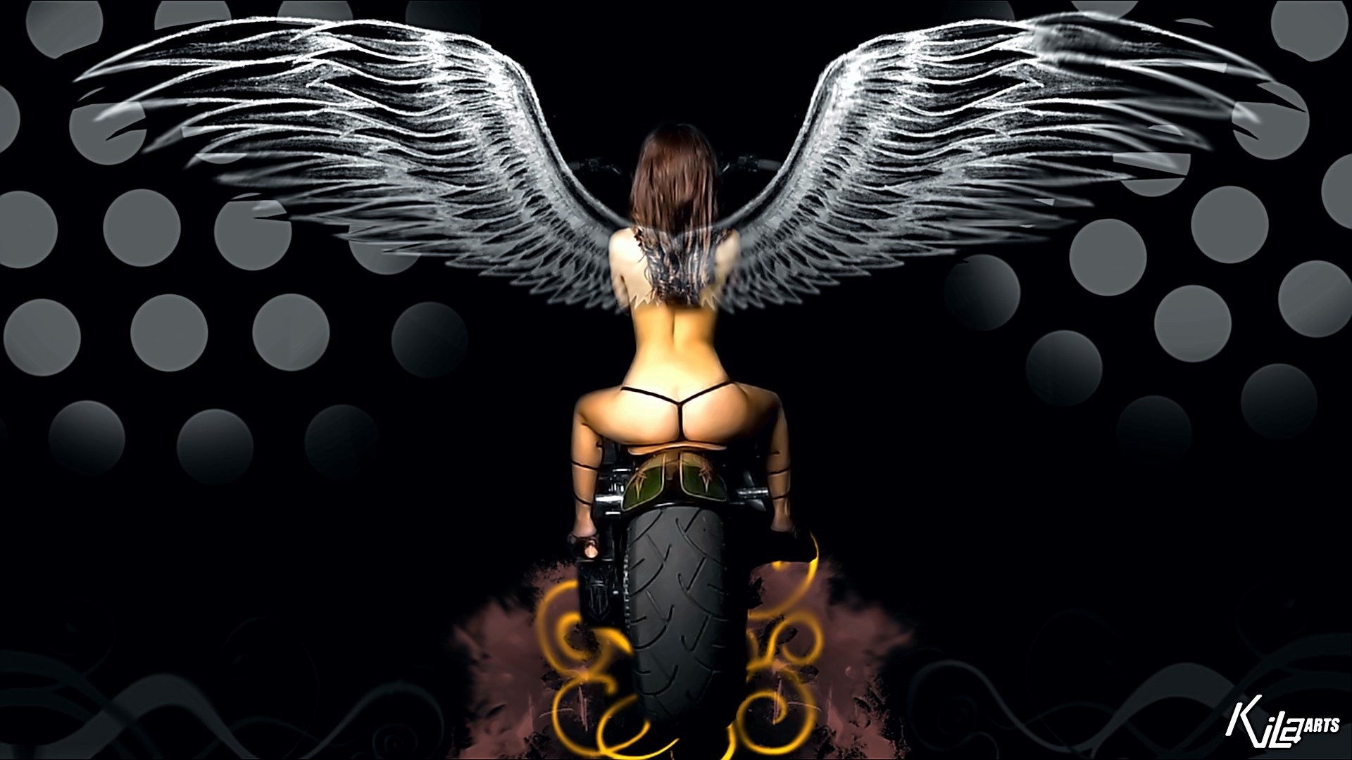 Angel on a Motorcycle HD Wallpaper