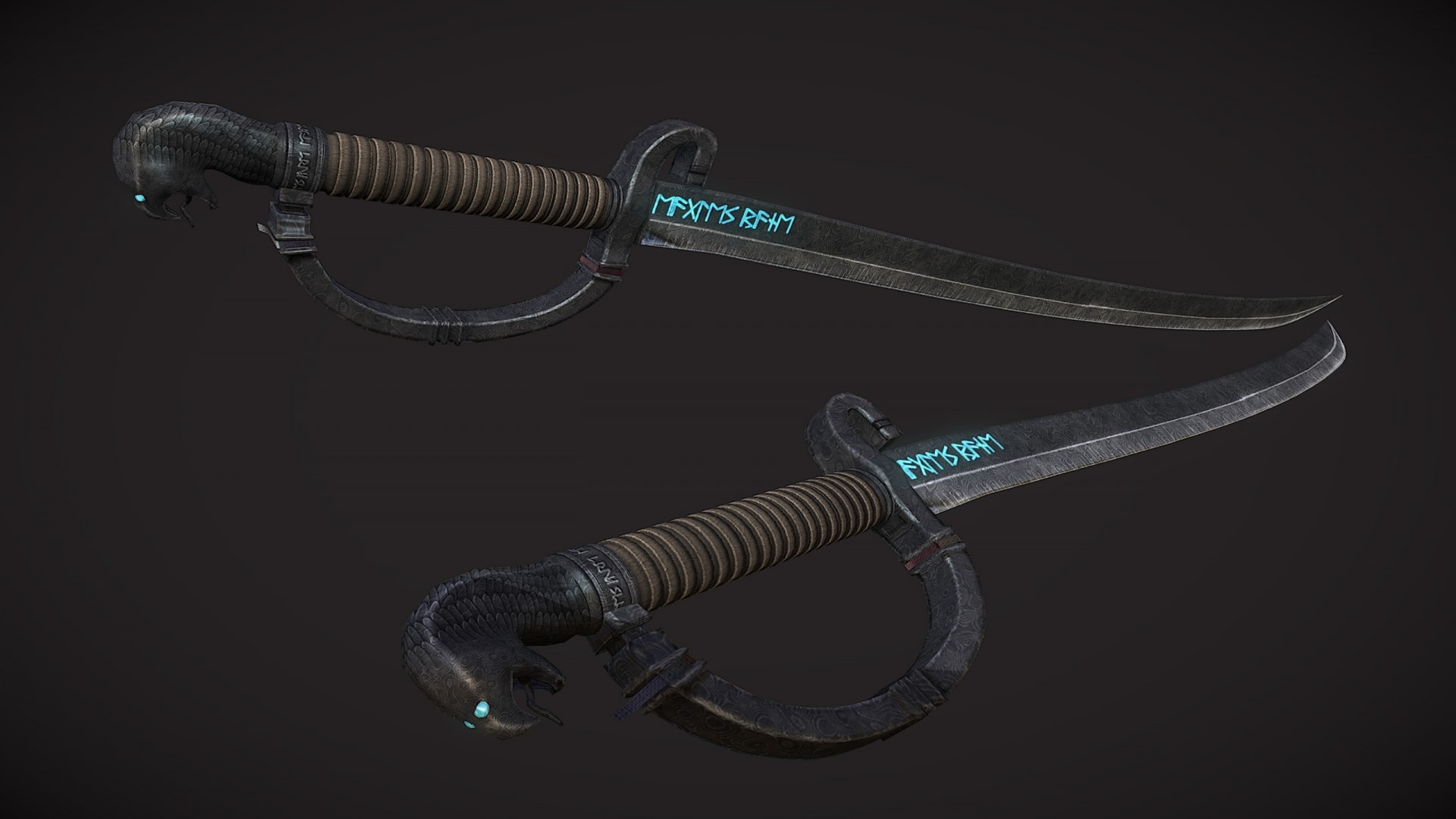 Two ornate swords with runes HD Wallpaper