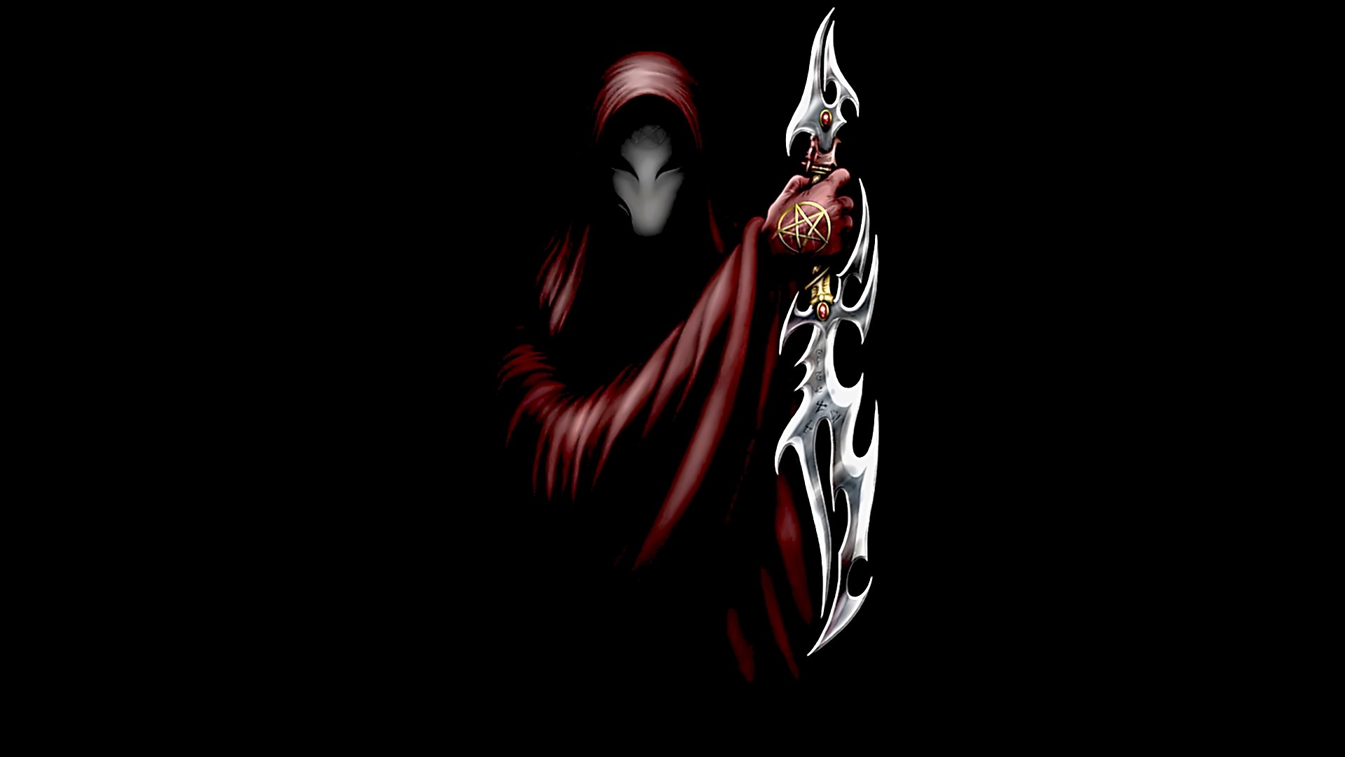 Grim Reaper with a Pentagram Dagger HD Wallpaper