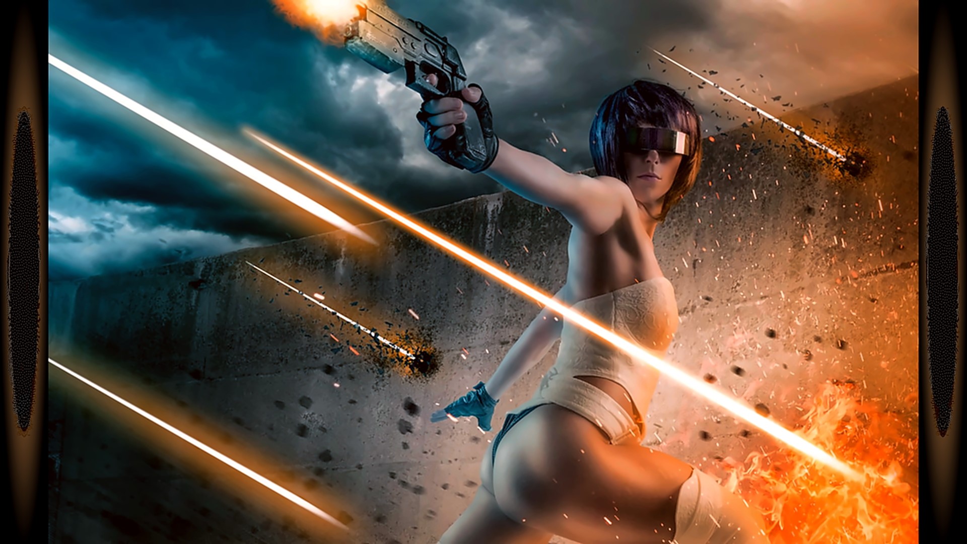 Ghost in the Shell cosplay in action HD Wallpaper