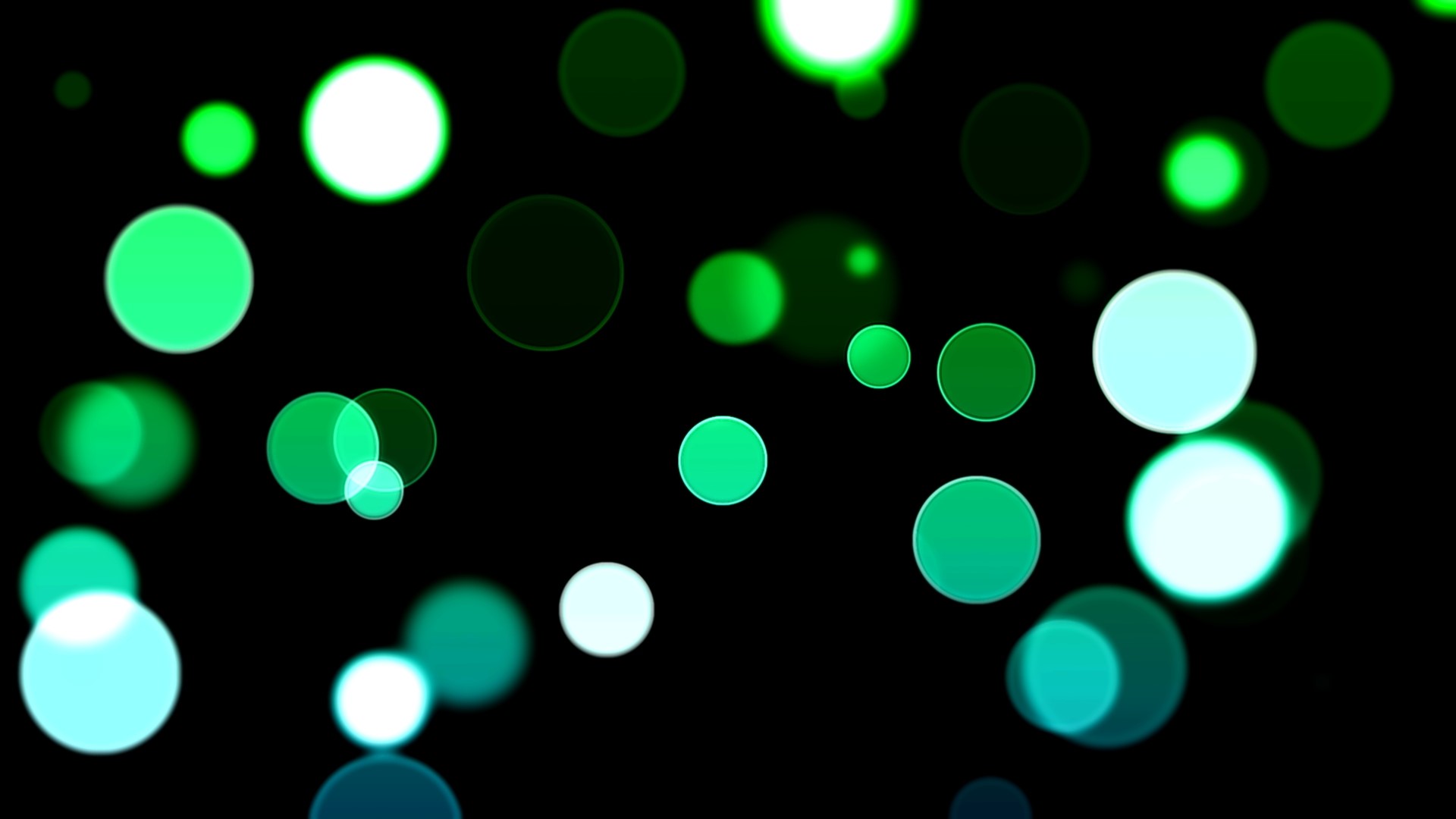 Green and blue bokeh circles on black background HD Wallpaper