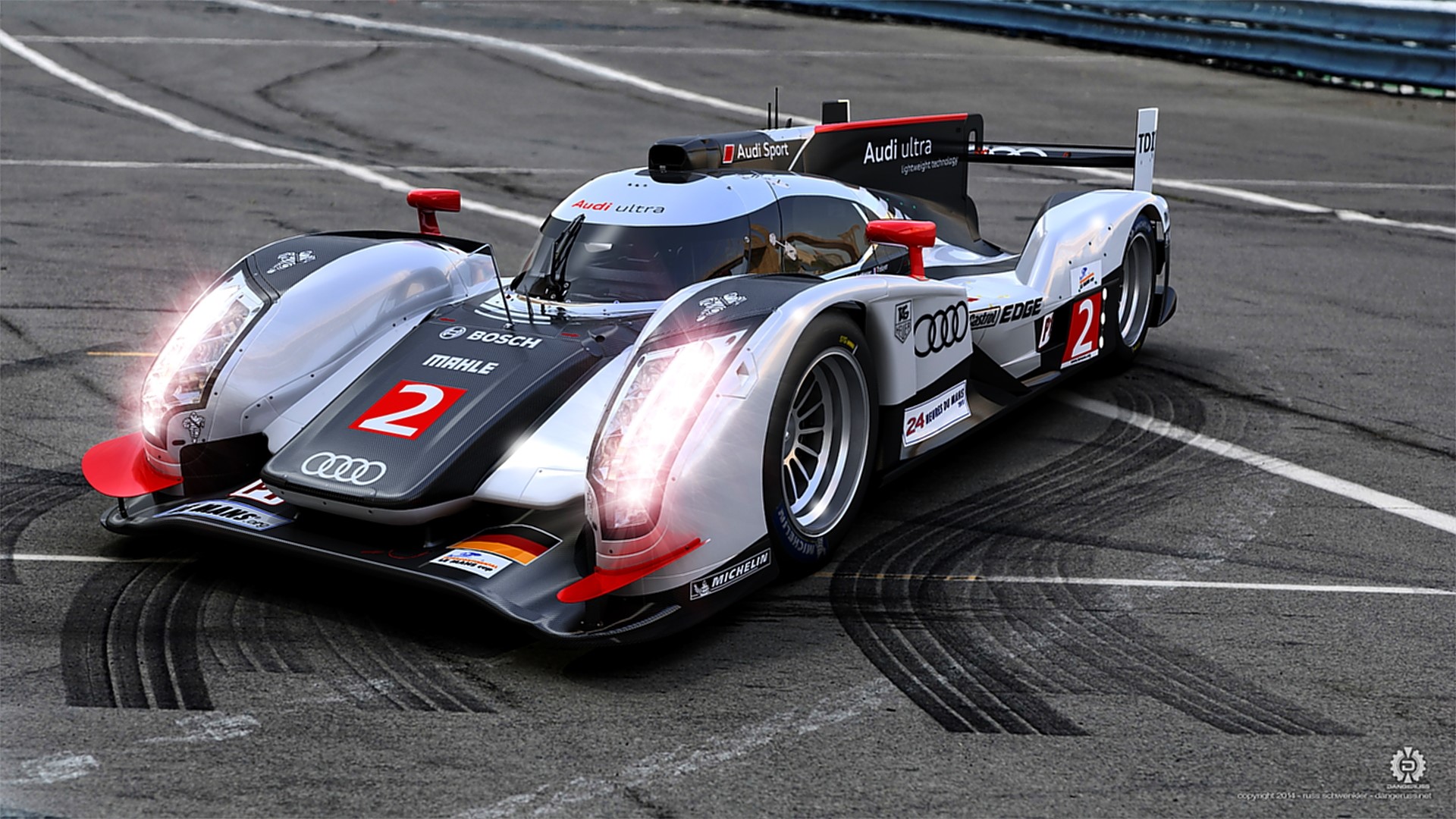 Audi R18 race car on track HD Wallpaper