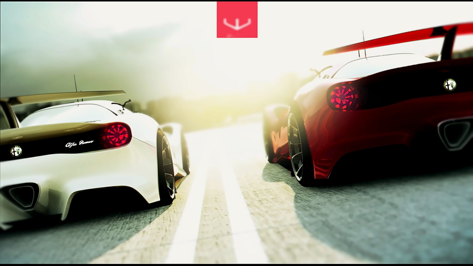 Alfa Romeo sports cars on a race track HD Wallpaper