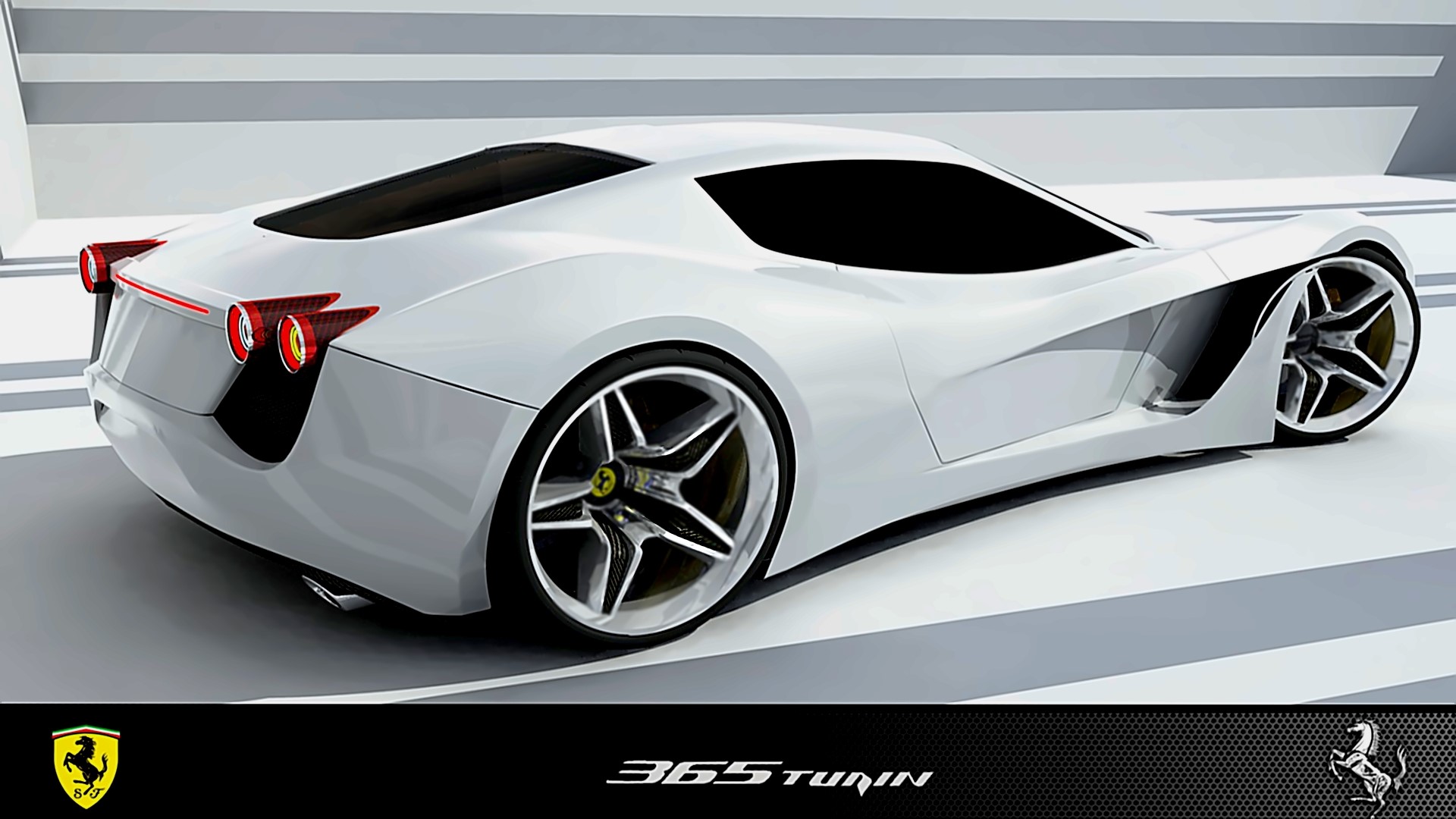 White Ferrari 365 GTN Concept Car HD Wallpaper