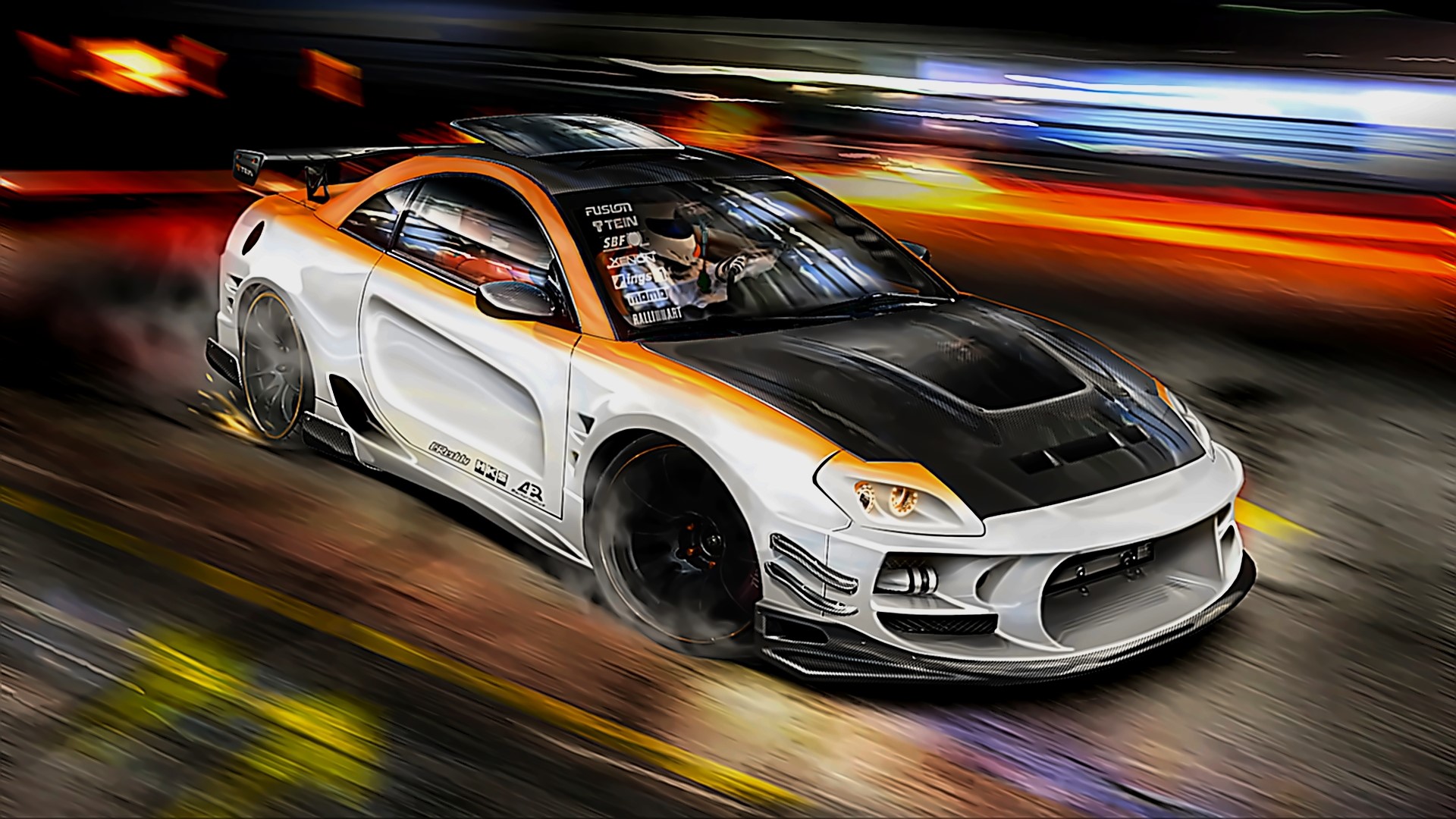 Customized Mitsubishi Eclipse GT on a Race Track HD Wallpaper
