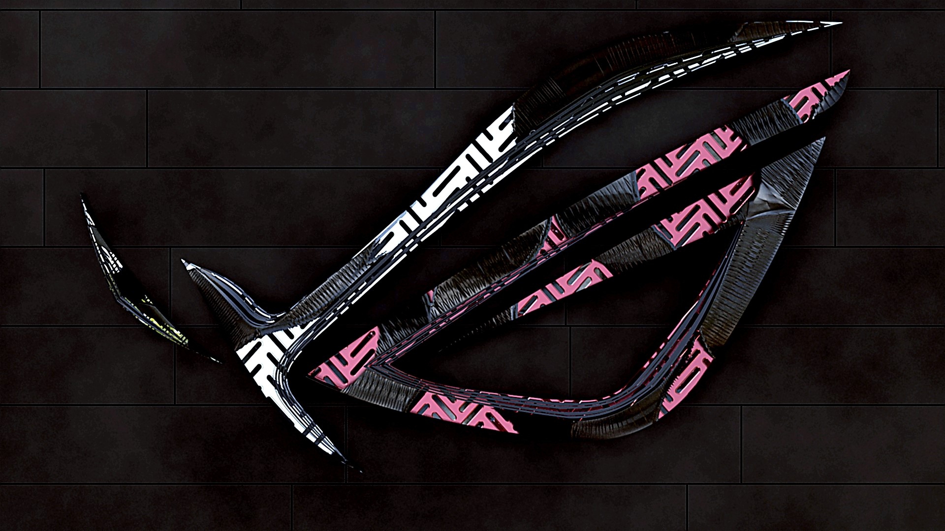 ROG logo on black brick wall HD Wallpaper