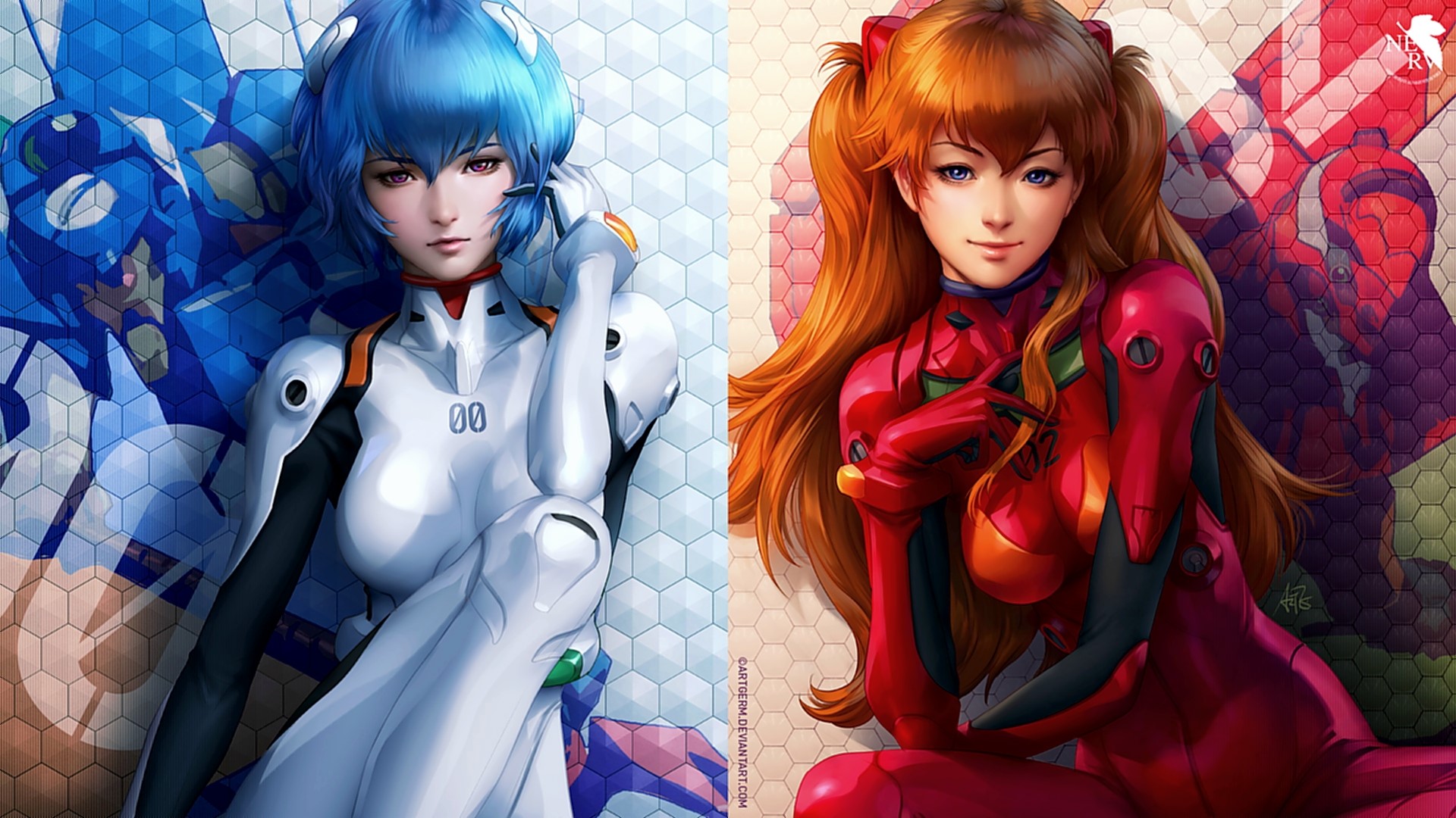 Rei Ayanami and Asuka Langley Soryu from Neon Genesis Evangelion HD Wallpaper
