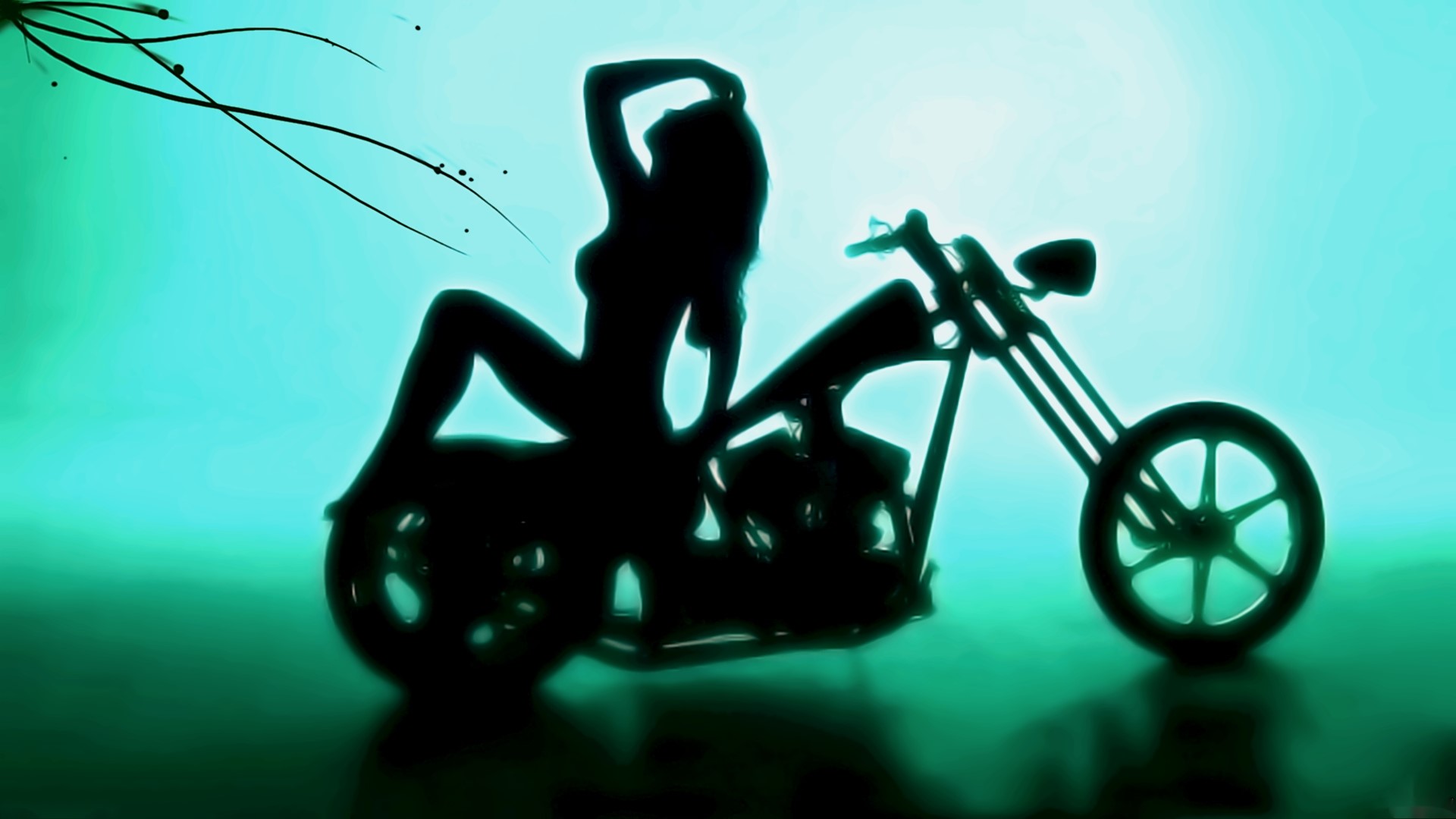 Silhouette of a woman on a motorcycle HD Wallpaper