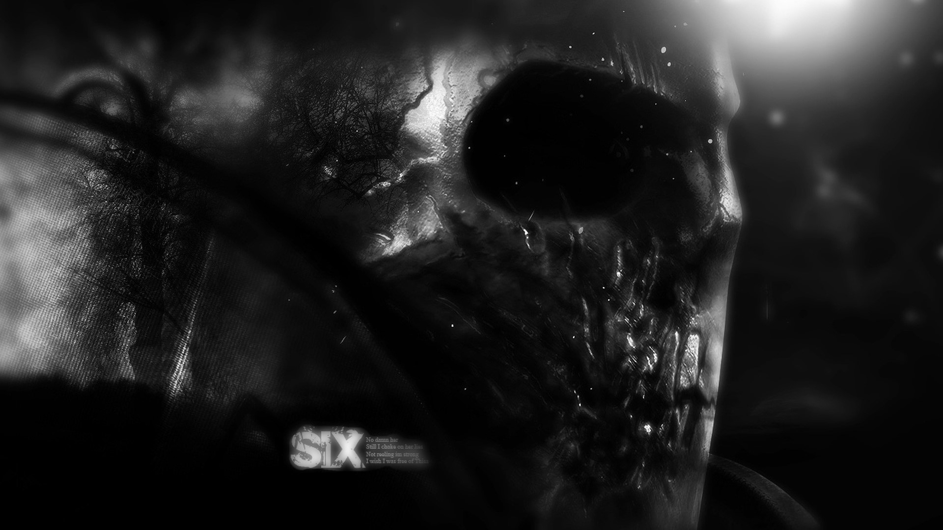 Skull with text "SIX" HD Wallpaper