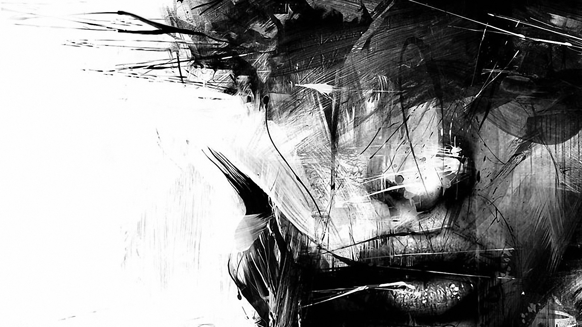 Abstract Black and White Portrait HD Wallpaper