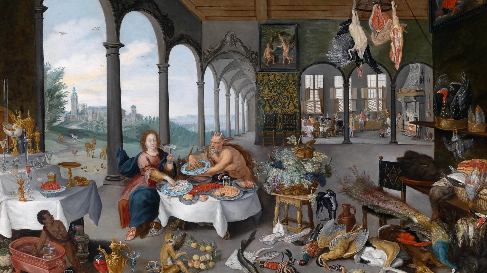Allegory of Taste with a Satyr and a Woman HD Wallpaper