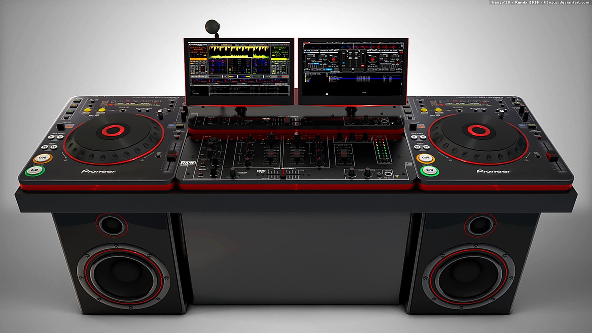 Pioneer DJ system with dual monitors and speakers HD Wallpaper