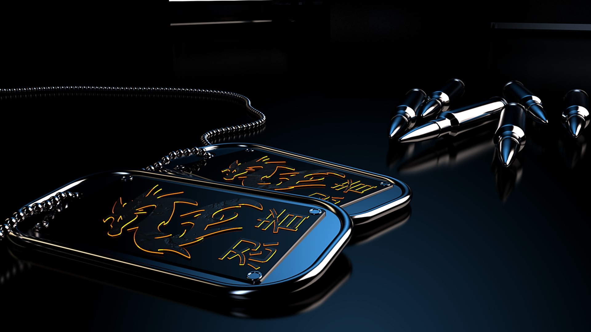 Dragon Dog Tags and Bullets HD Wallpaper