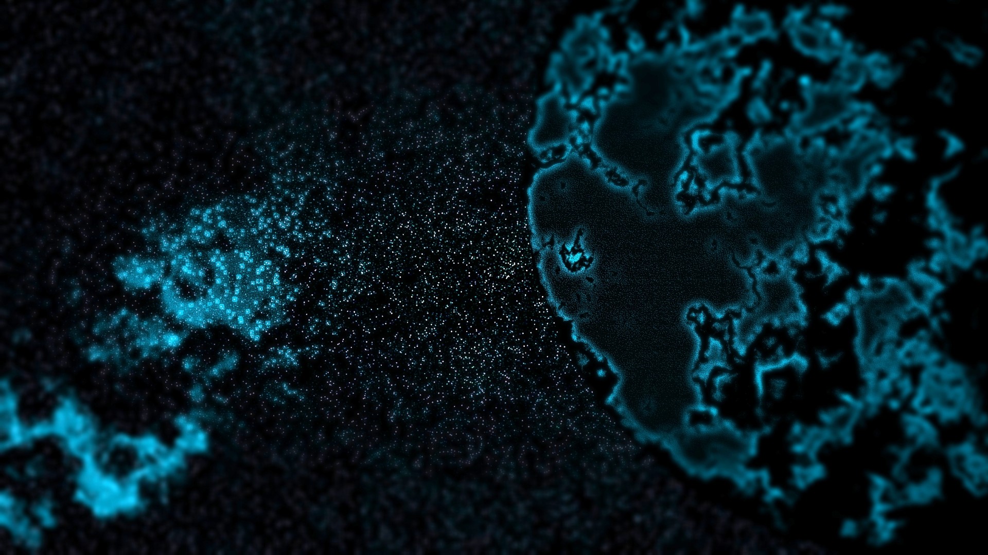 Abstract blue particles and shapes on black background HD Wallpaper
