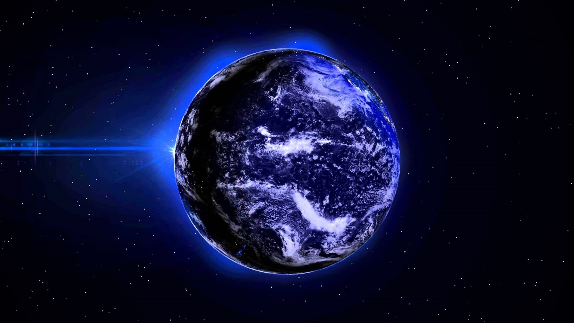 Earth in Space with Stars and Light Flare HD Wallpaper