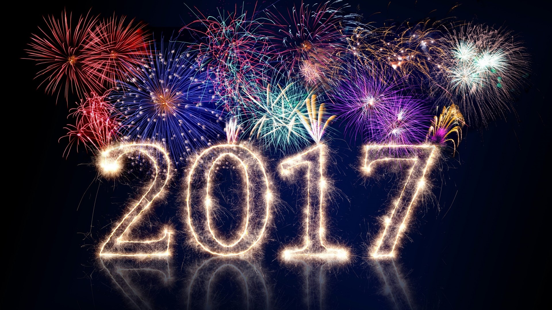 New Year 2017 Fireworks Sparklers HD Wallpaper