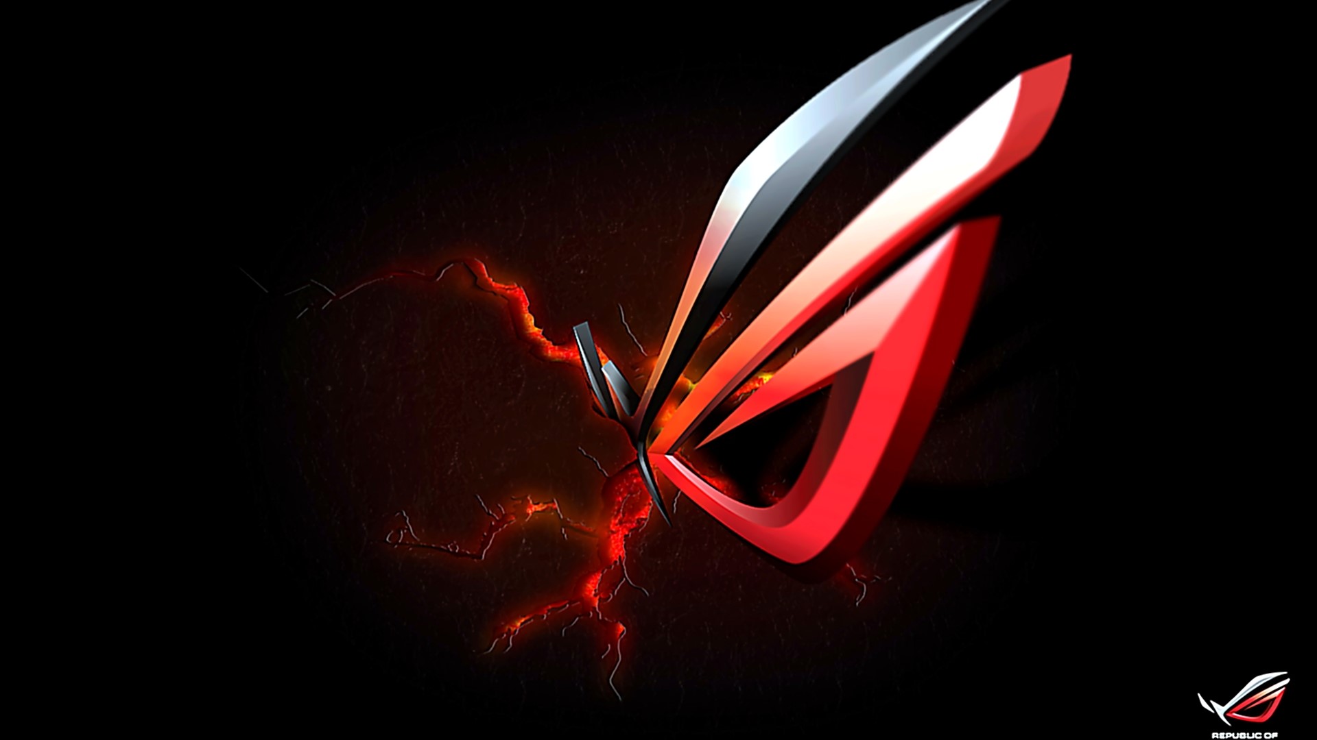 Republic of Gamers (ROG) logo with fiery cracks HD Wallpaper