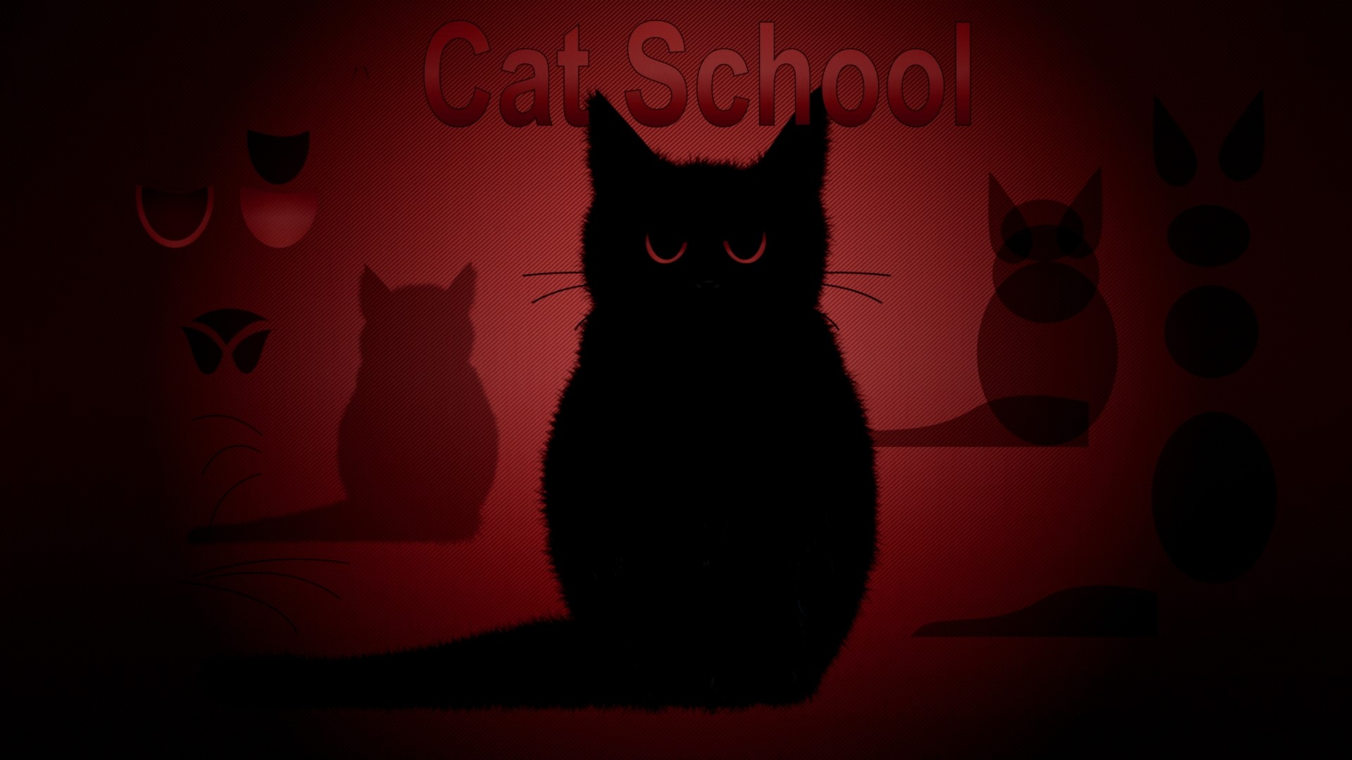 Cat School silhouette with red background HD Wallpaper