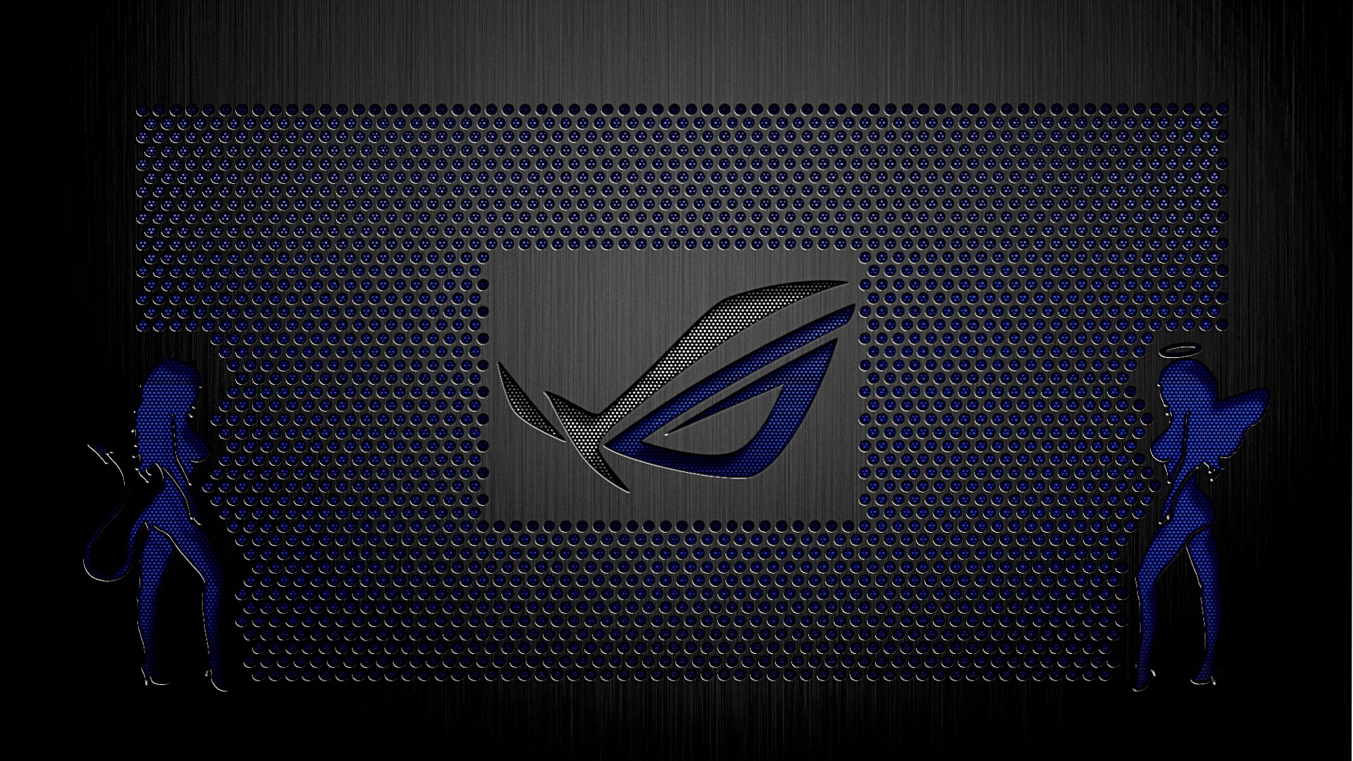 Asus ROG logo with devil and angel figures HD Wallpaper