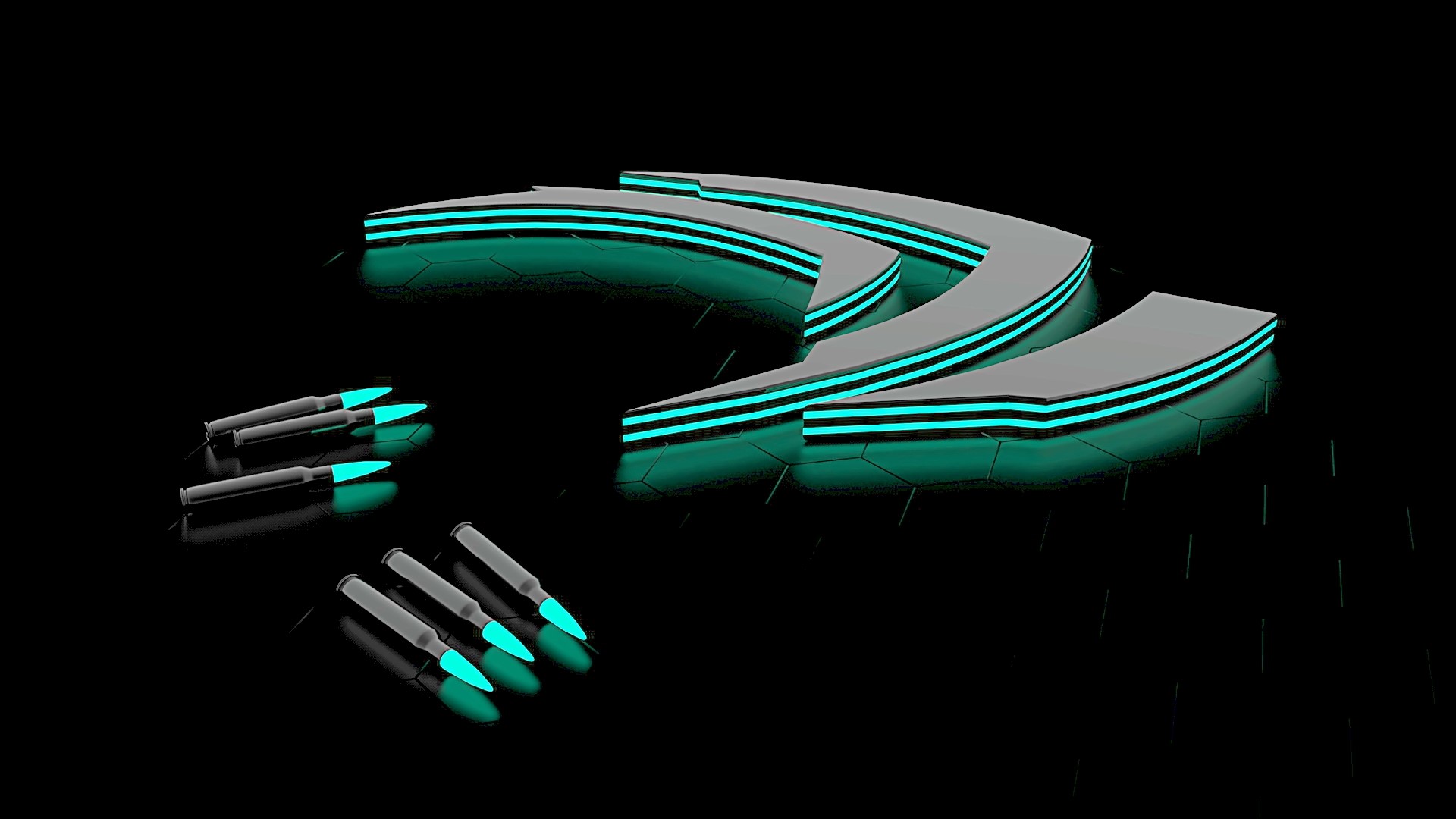 Nvidia logo with glowing bullets HD Wallpaper