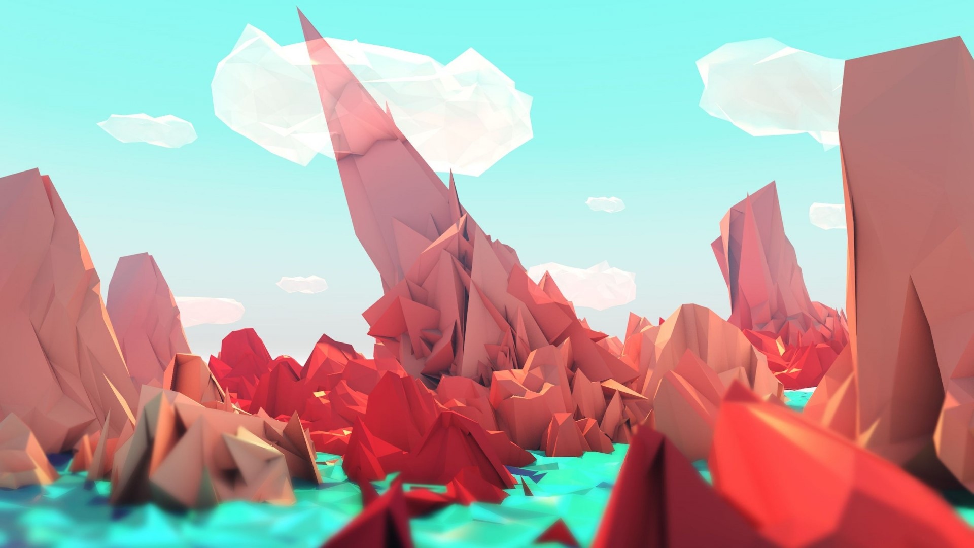 Low Poly Mountains Landscape HD Wallpaper