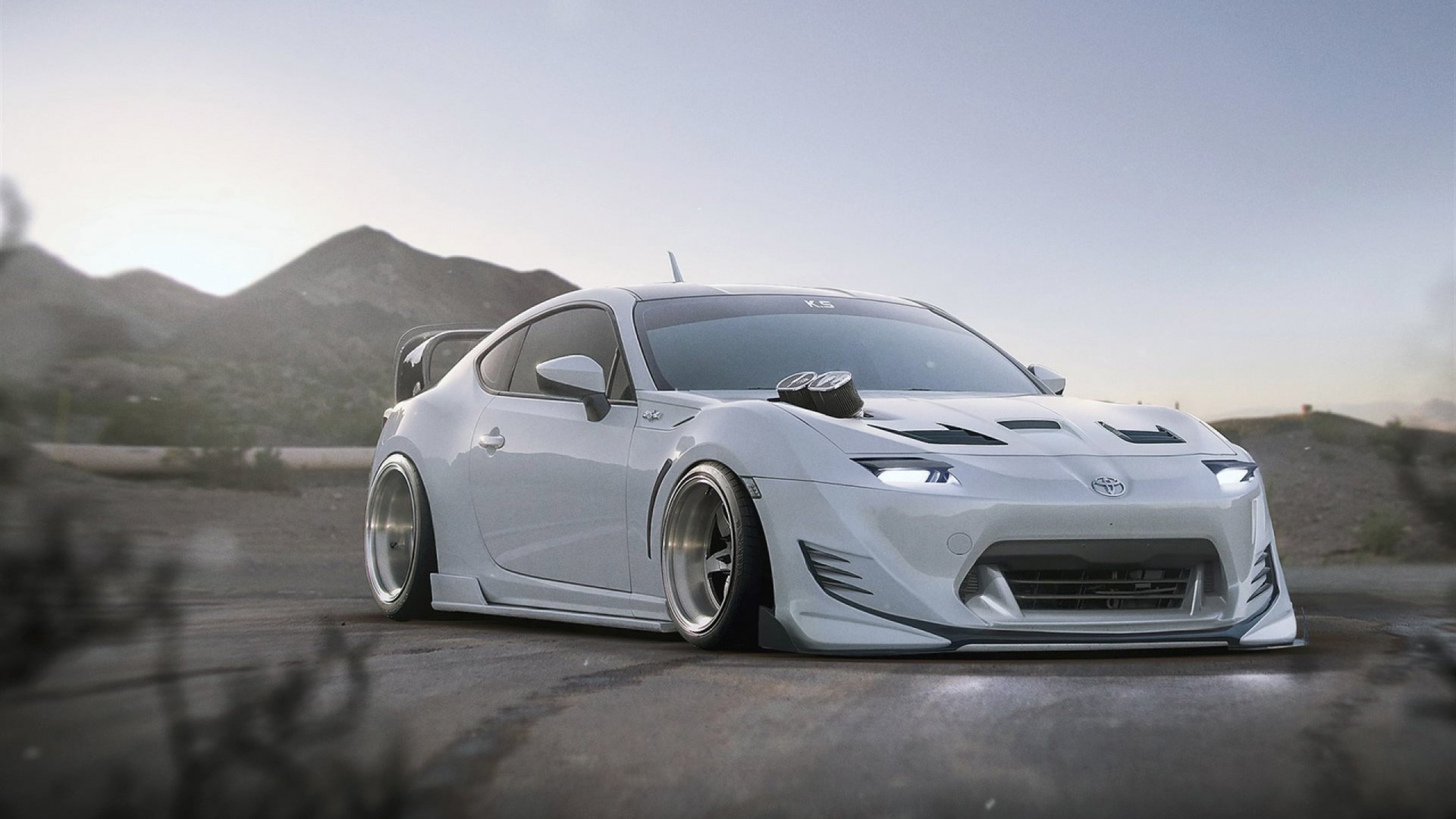 White Toyota GT86 with custom body kit HD Wallpaper