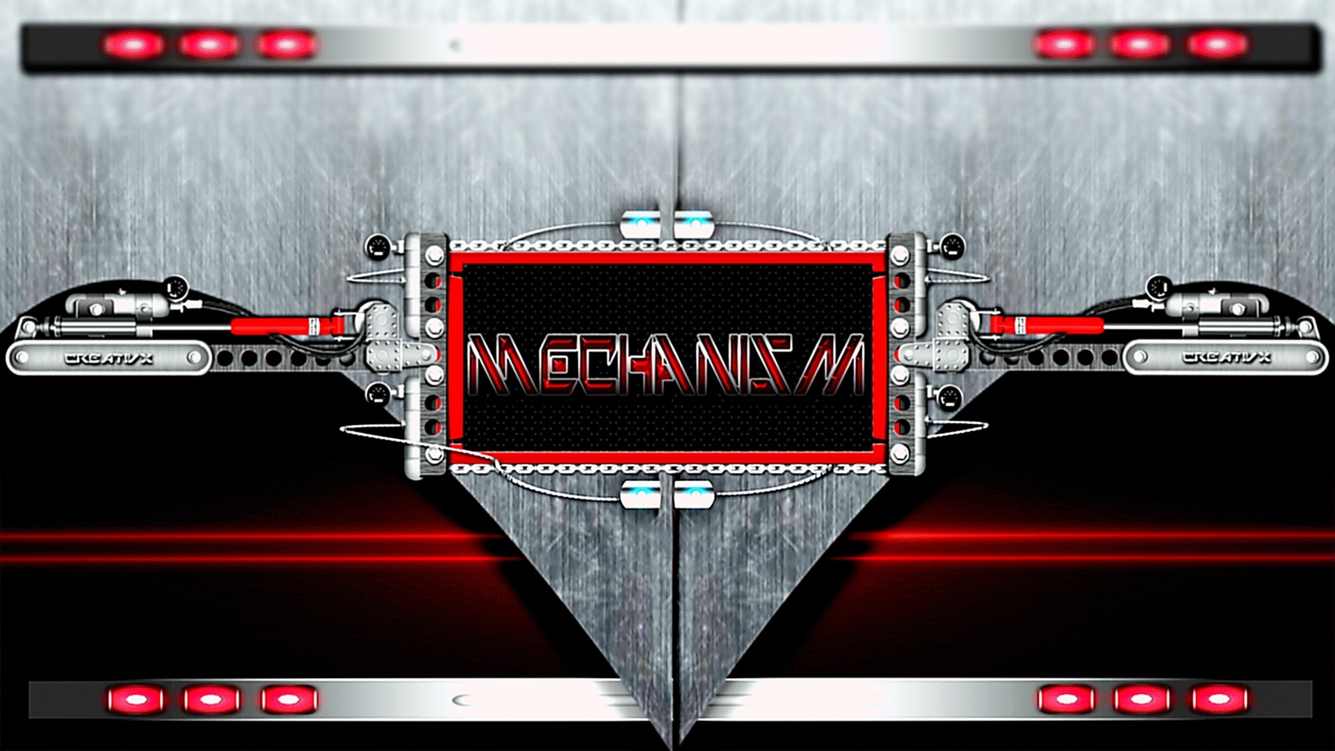 Mechanism logo with metallic and red accents HD Wallpaper