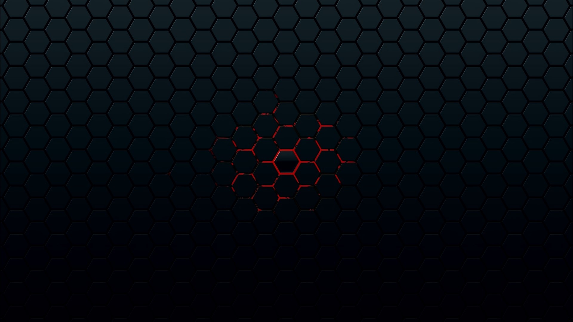 Dark Hexagonal Grid with Red Glow HD Wallpaper