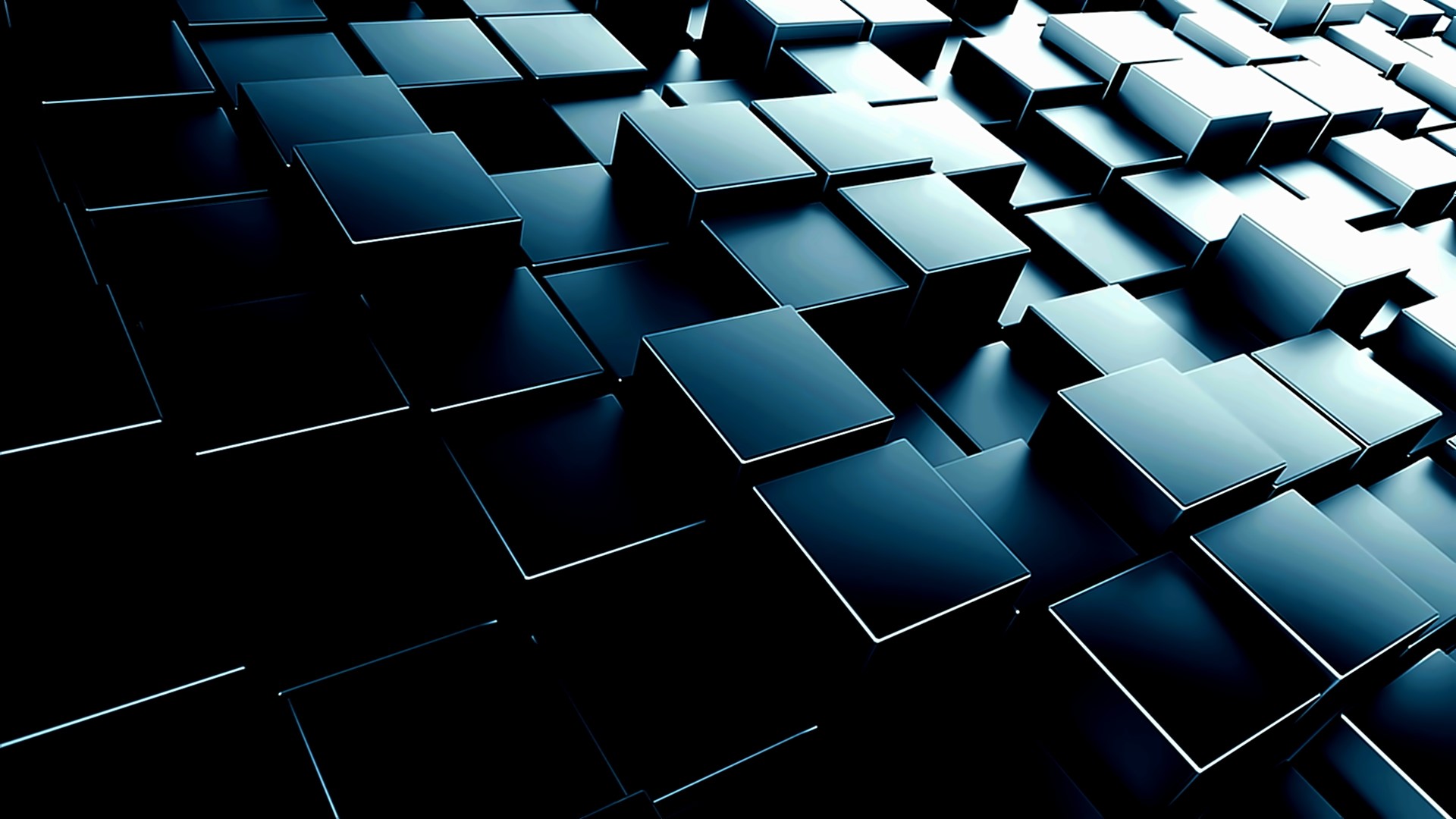 Dark Blue Cubes Abstract Background HD Wallpaper