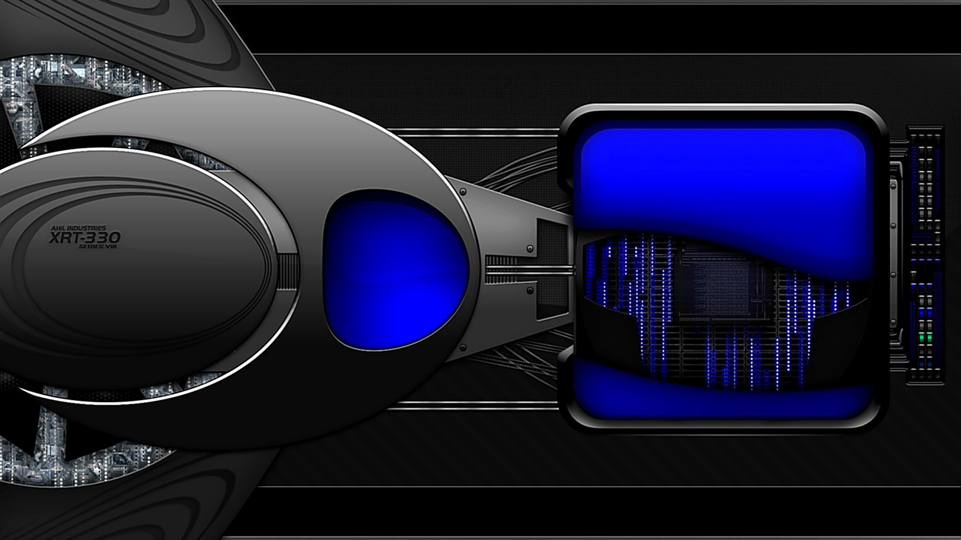 Abstract blue and black technological design HD Wallpaper