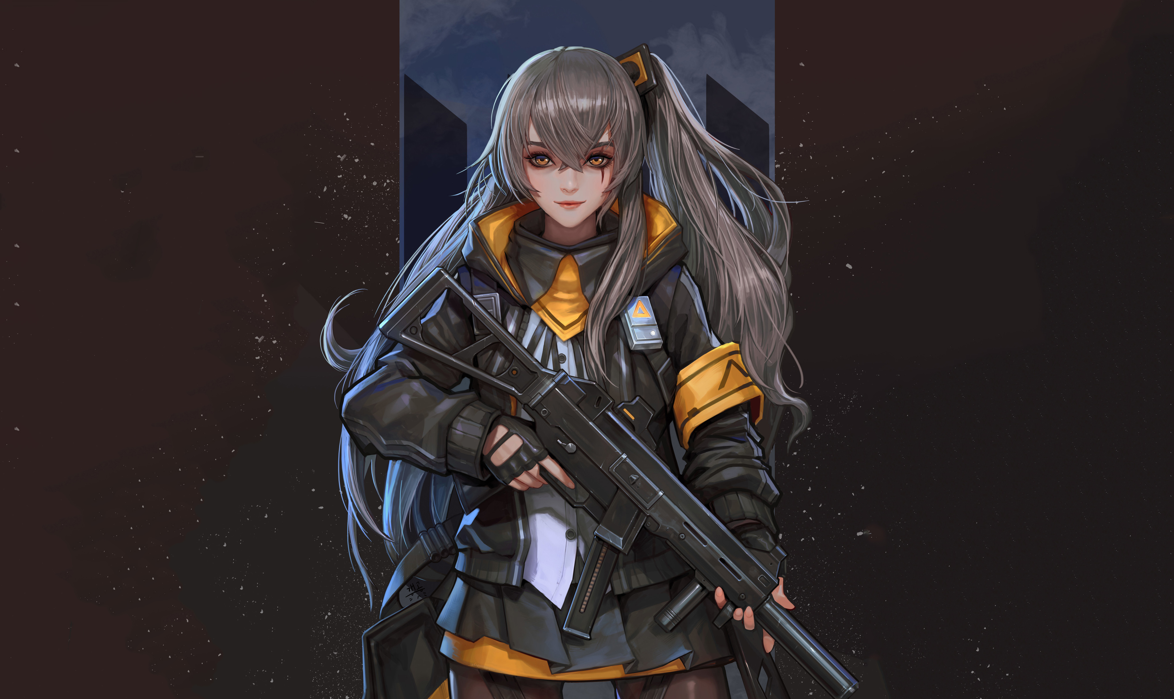 UMP45 from Girls Frontline fan art 4K HD Wallpaper