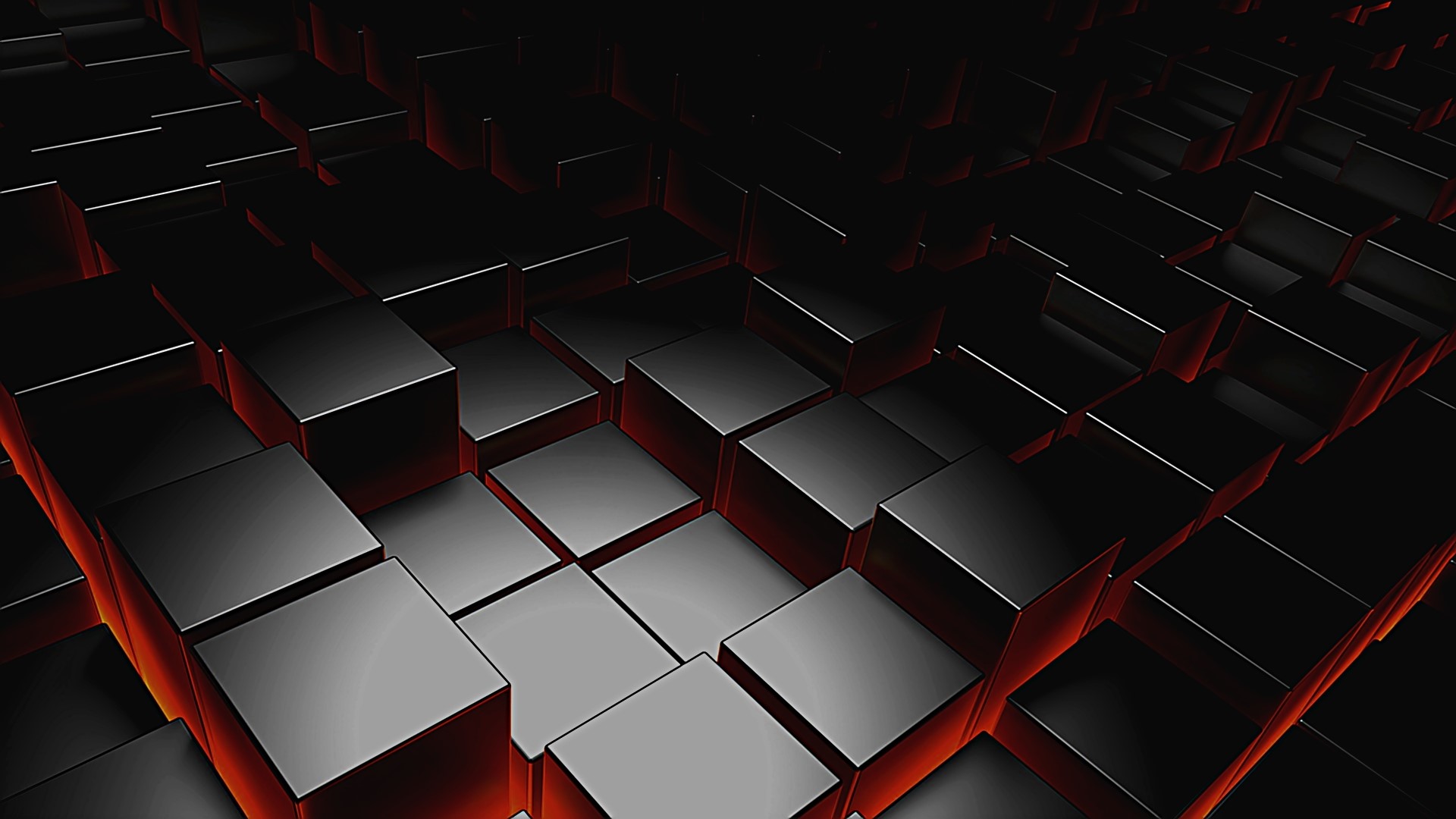 Dark Cubes with Red Glow HD Wallpaper