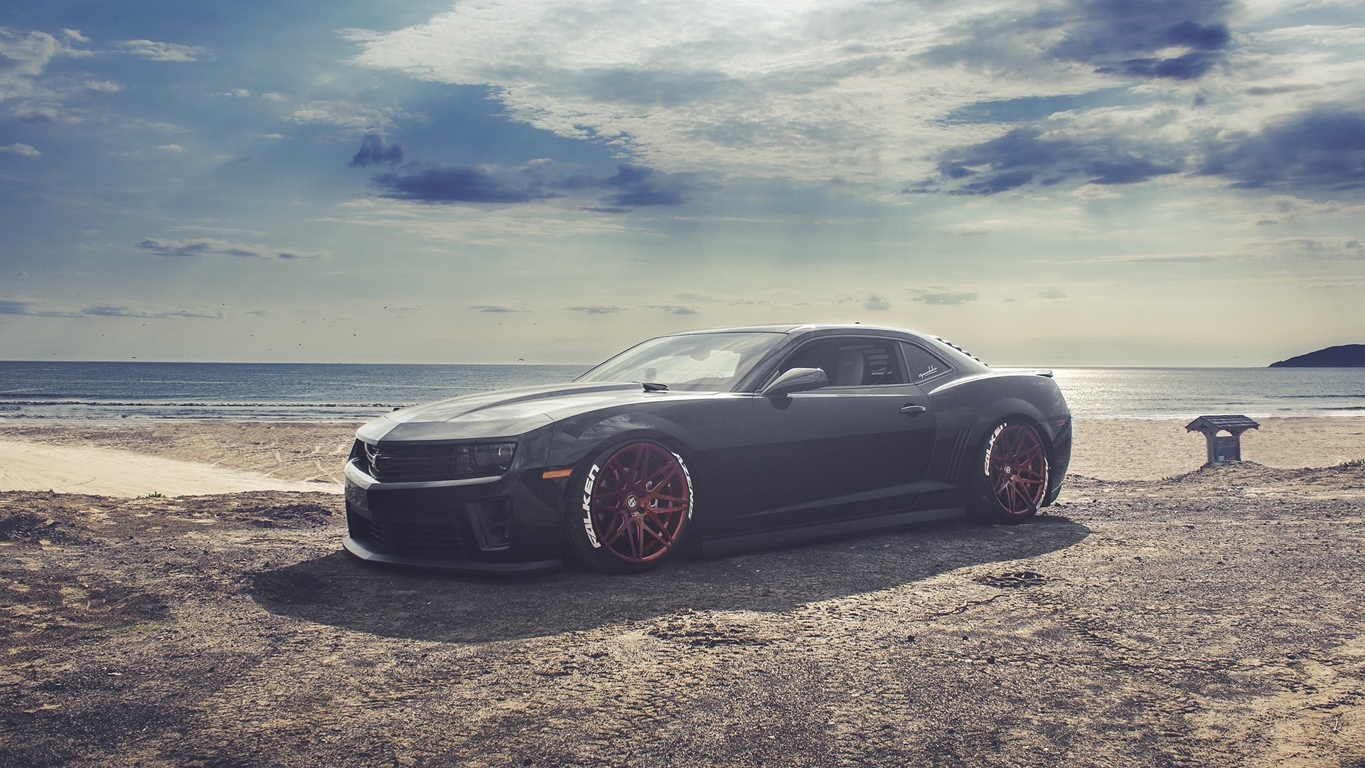 Chevrolet Camaro on a Beach HD Wallpaper