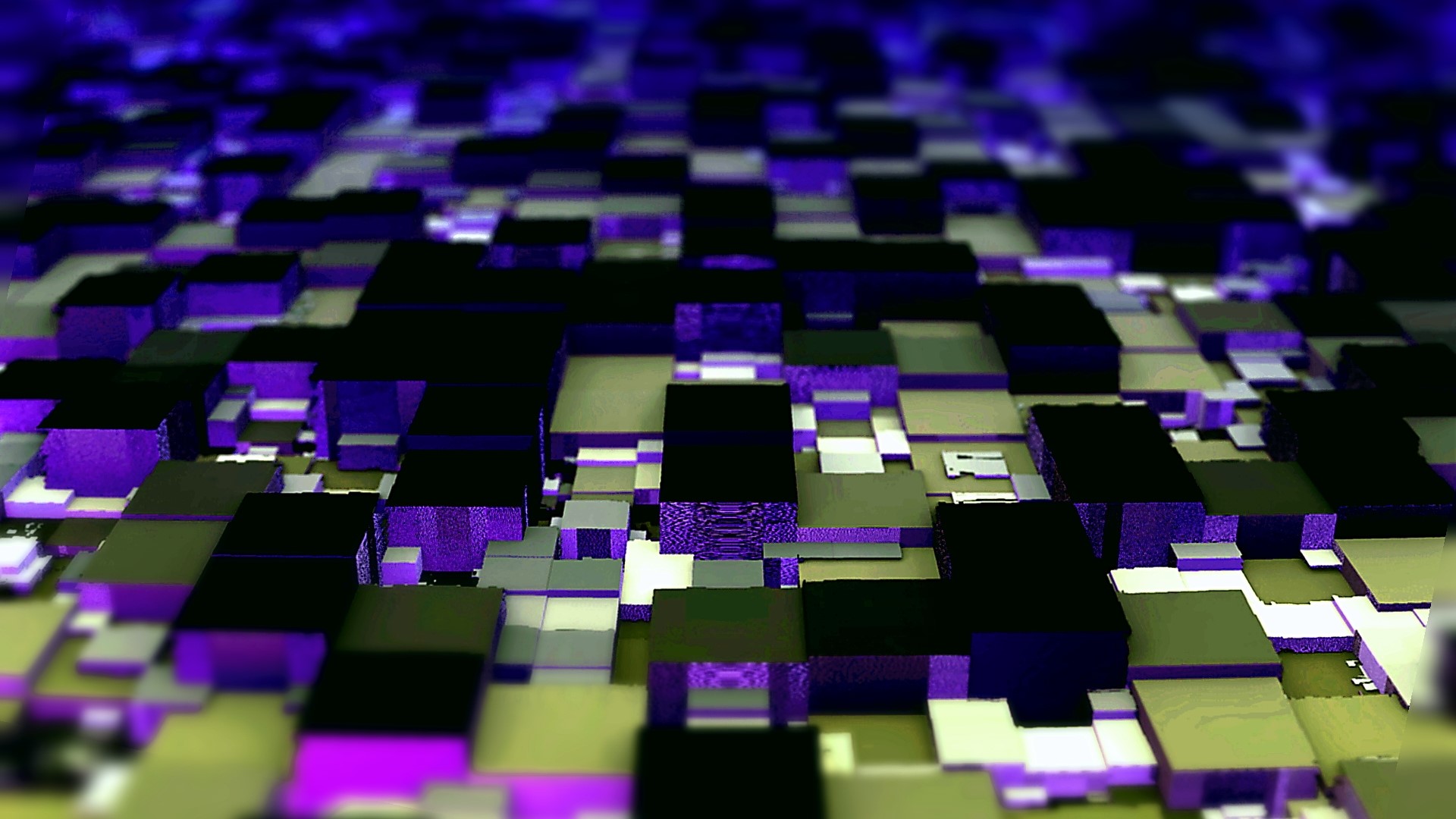 Abstract Cubes with Purple and Green Lighting HD Wallpaper