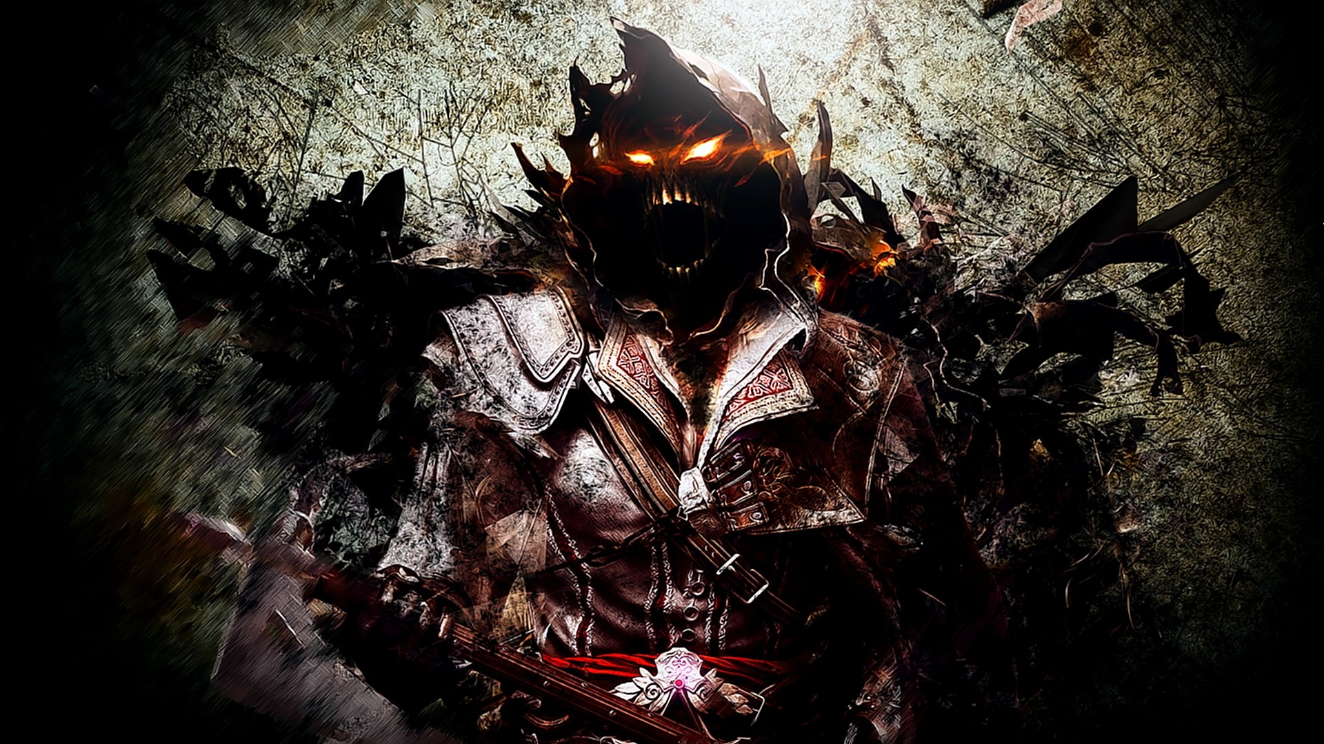 Monster with glowing eyes and tattered clothing HD Wallpaper