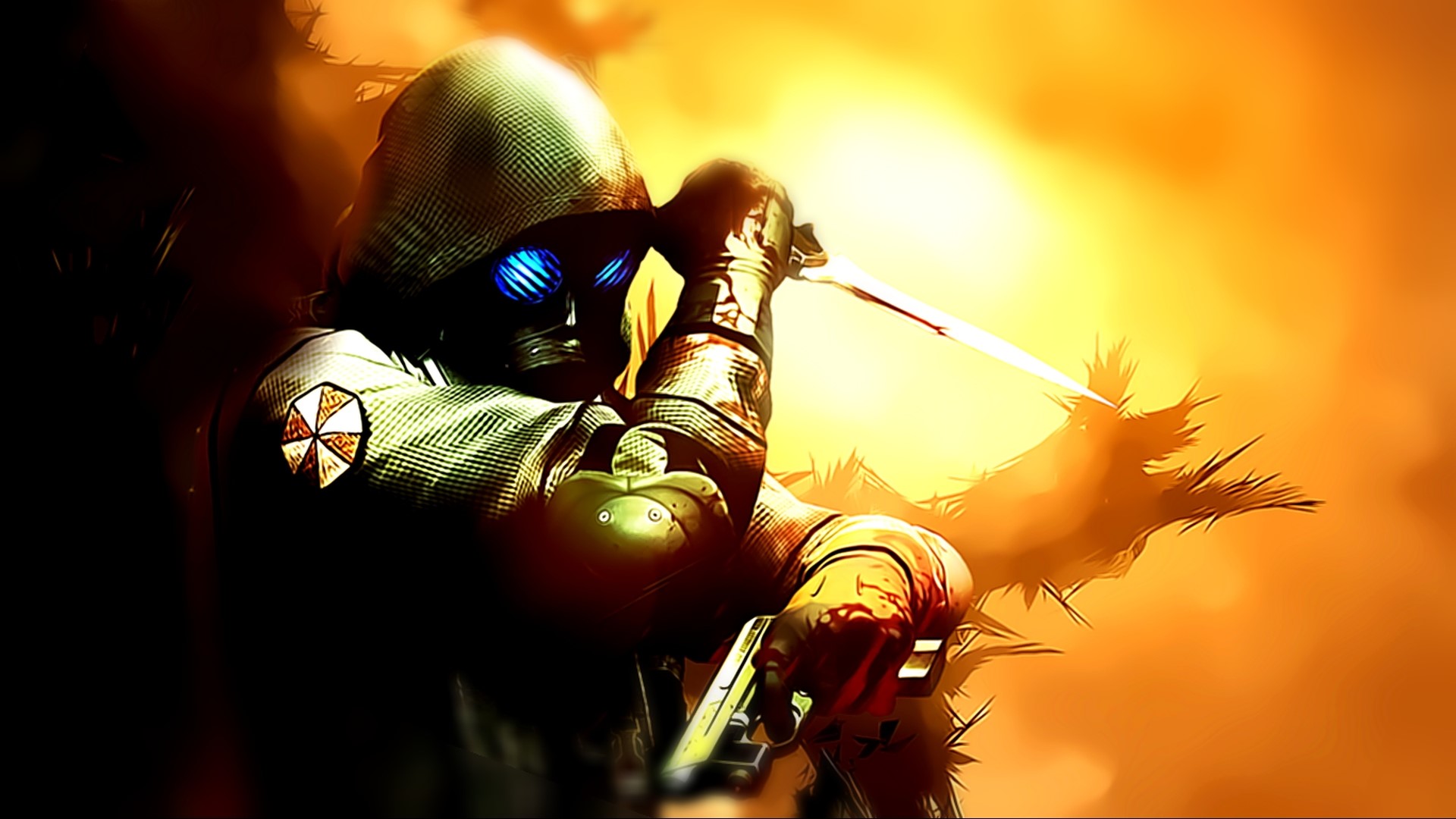 HUNK from Resident Evil holding a knife HD Wallpaper