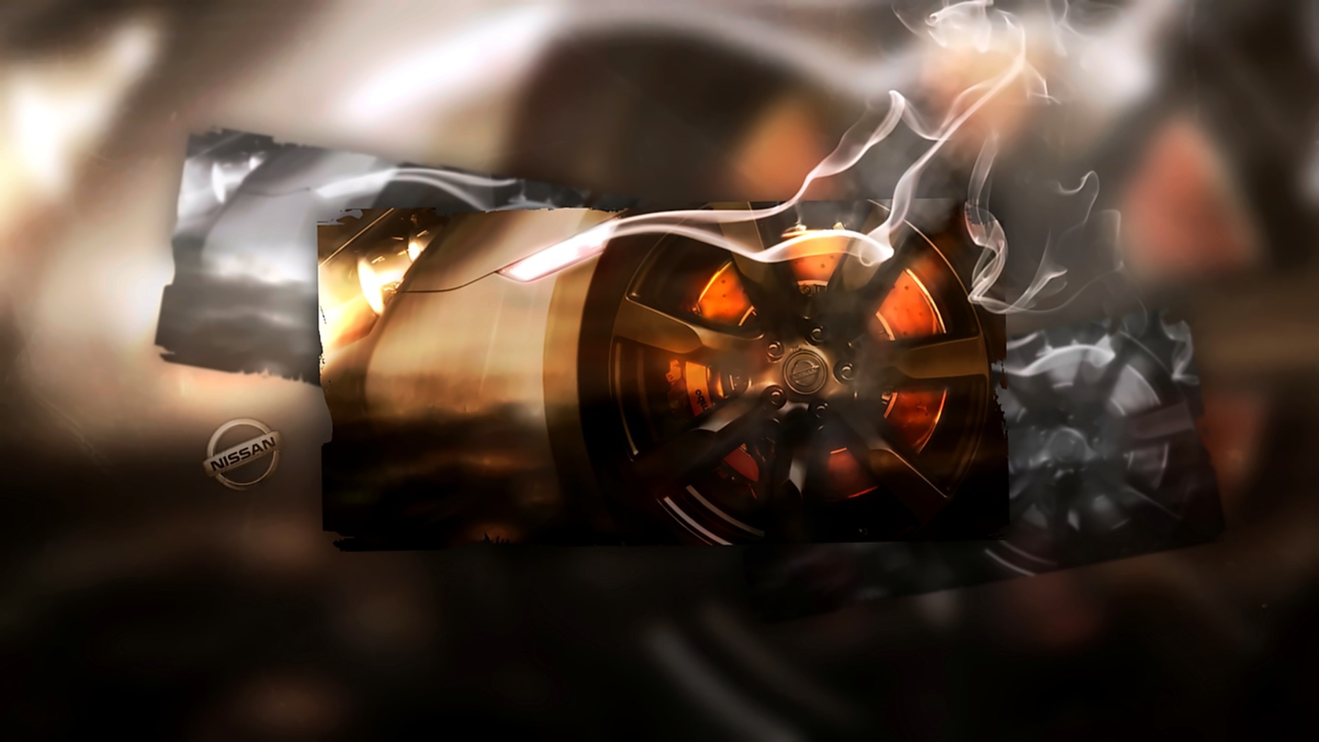 Nissan car wheel with smoke HD Wallpaper