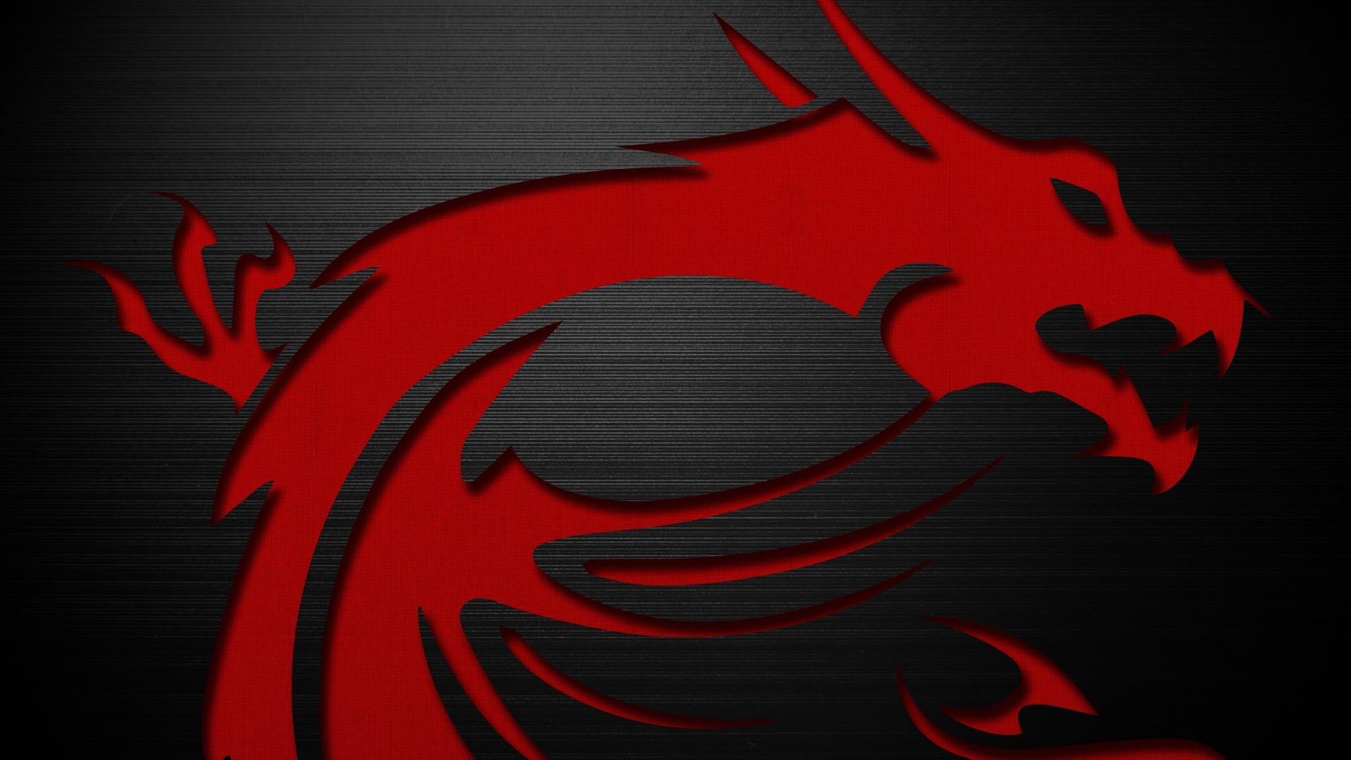 Red Dragon Logo on Black Brushed Metal HD Wallpaper